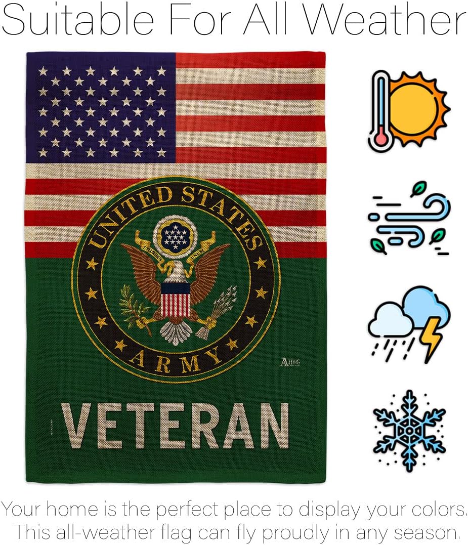 US Army Veteran Burlap Garden Flag Home Decor Armed Forces United State American Decorations Military Memorabilia Remembrance Wall Tapestry Retire Outdoor Memorial Yard Banner Veteran Gifts Made in USA - Image 6