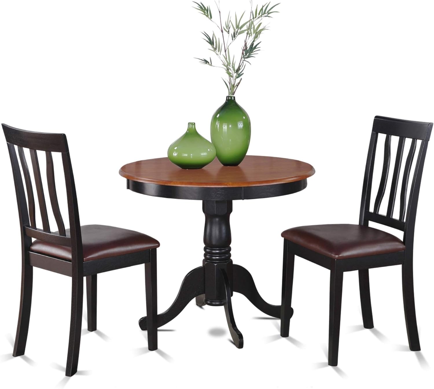 East West Furniture ANTI3-BLK-LC 3 Piece Room Furniture Set Contains A Round Dining