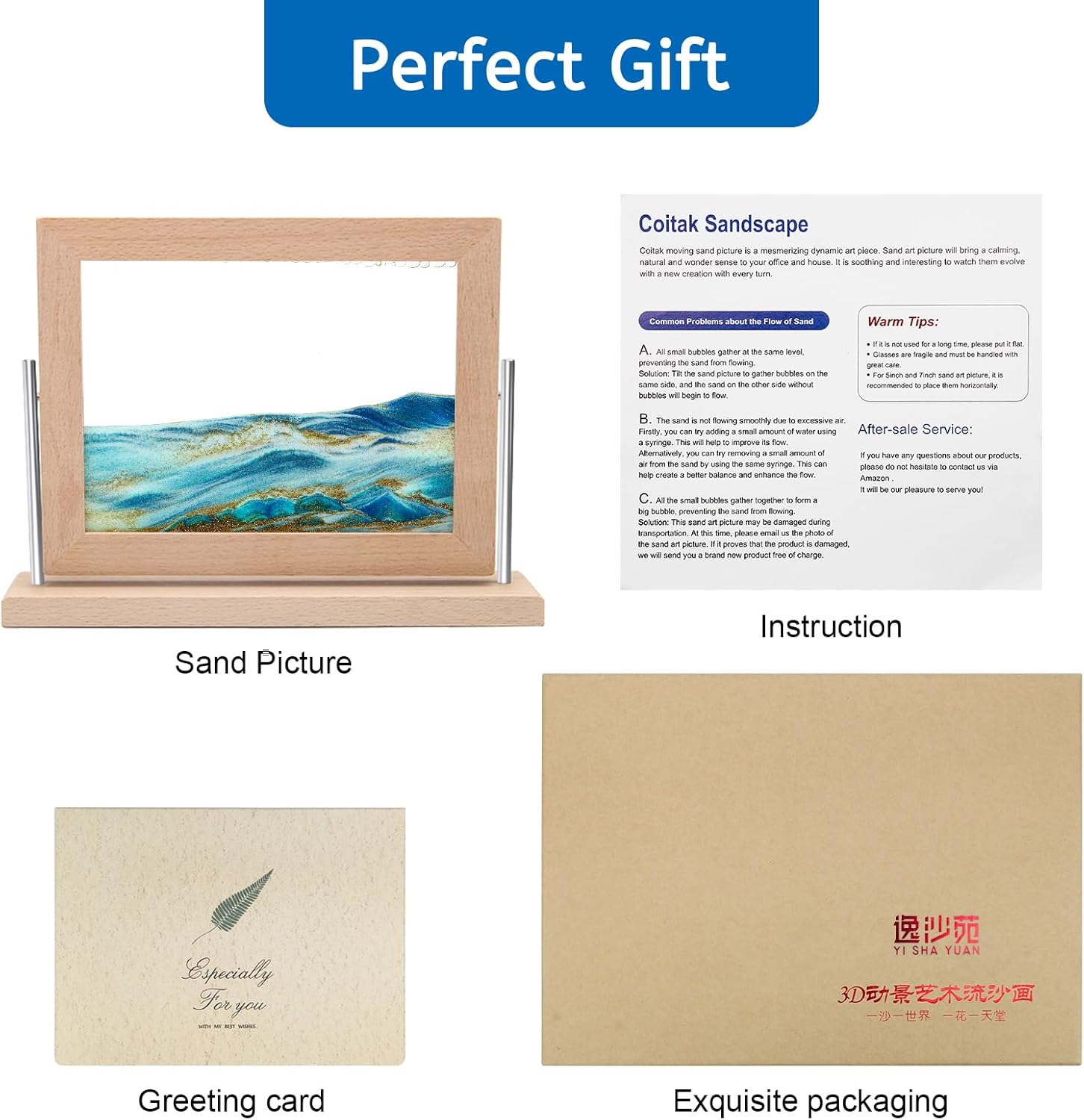 Coitak Moving Sand Art Picture, Dynamic Sand Picture, Desktop Moving Sand Art for Home Decor and Office - Image 6