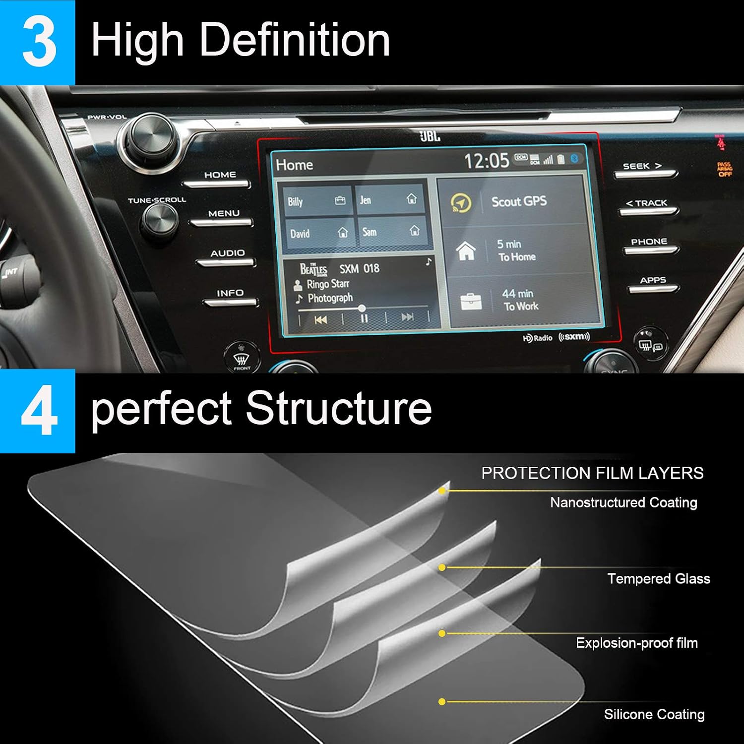 TTCR-II Compatible with 2019-2022 Toyota RAV4 LE XLE Screen Protector, for 2015-2018 RAV4 Screen Protector 7 Inch Camry Touchscreen Foil 2018-2020