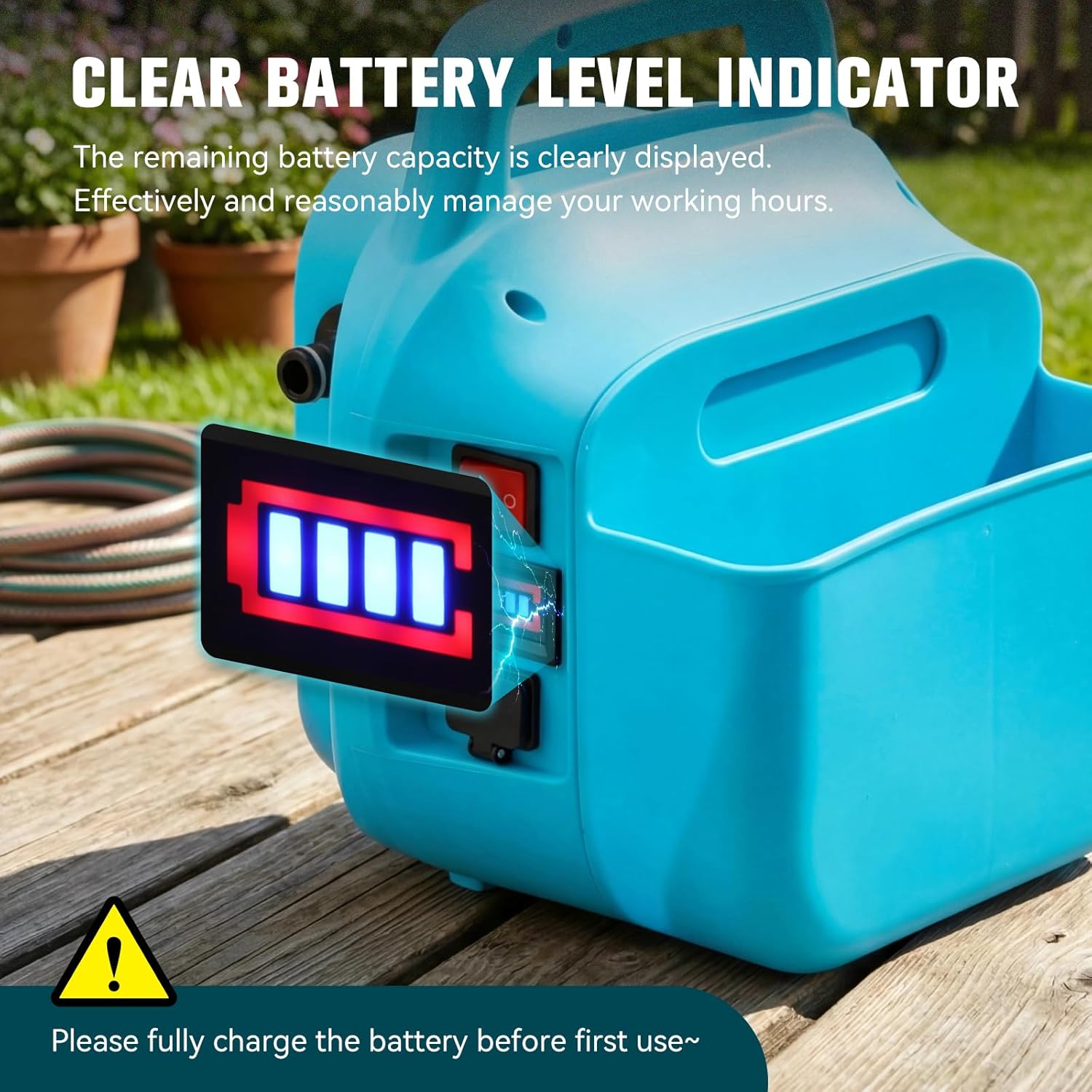 Battery Powered Water Pump Cordless Water Transfer Pump (Blue + Black 2 Batteries)