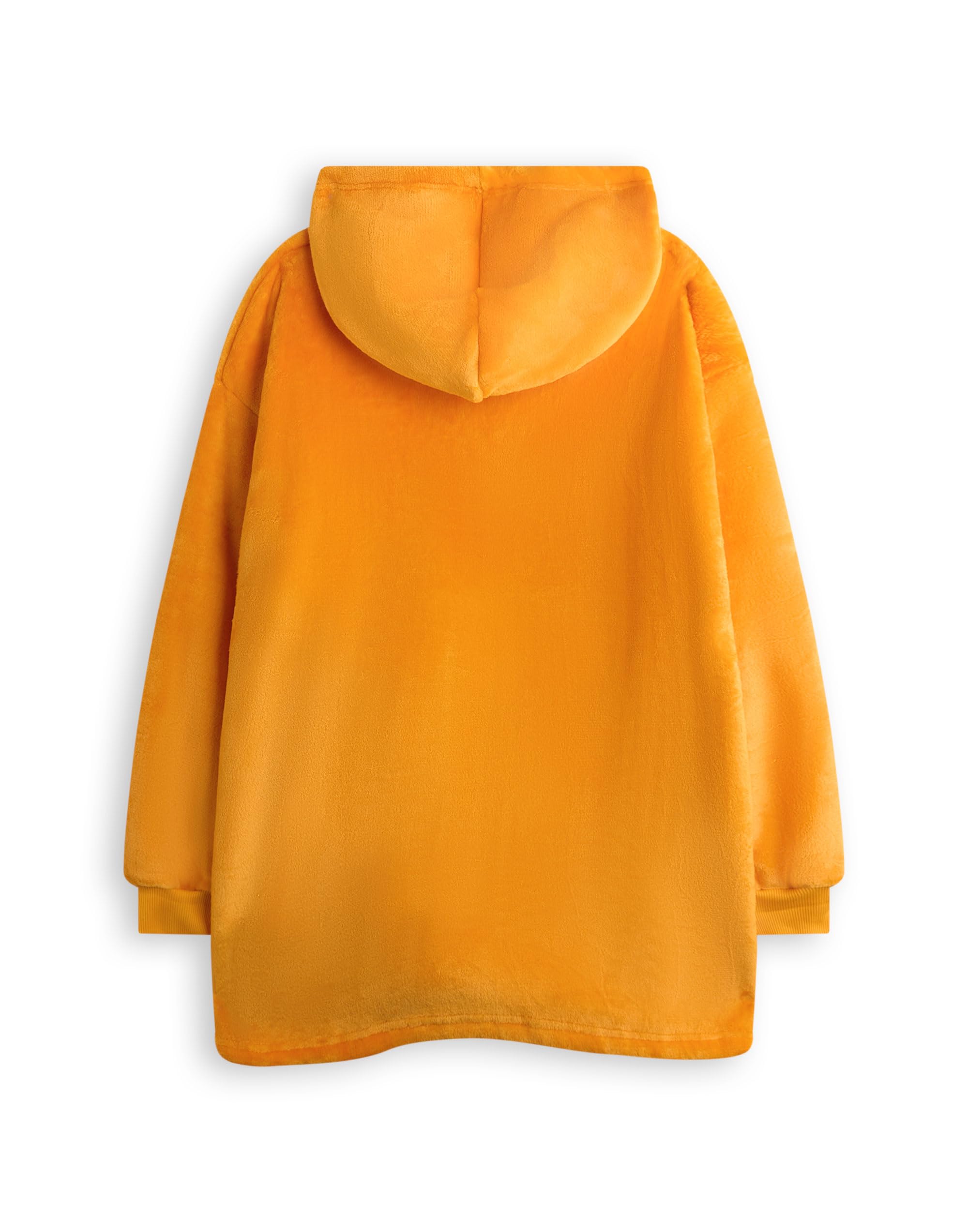 Garfield Dziecięcy koc do noszenia | Dziecięcy duży polarowy koc z kapturem w kolorze pomarańczowym | Leniwy pręgowany kot z twarzą unisex, bluza z kapturem, odzież codzienna