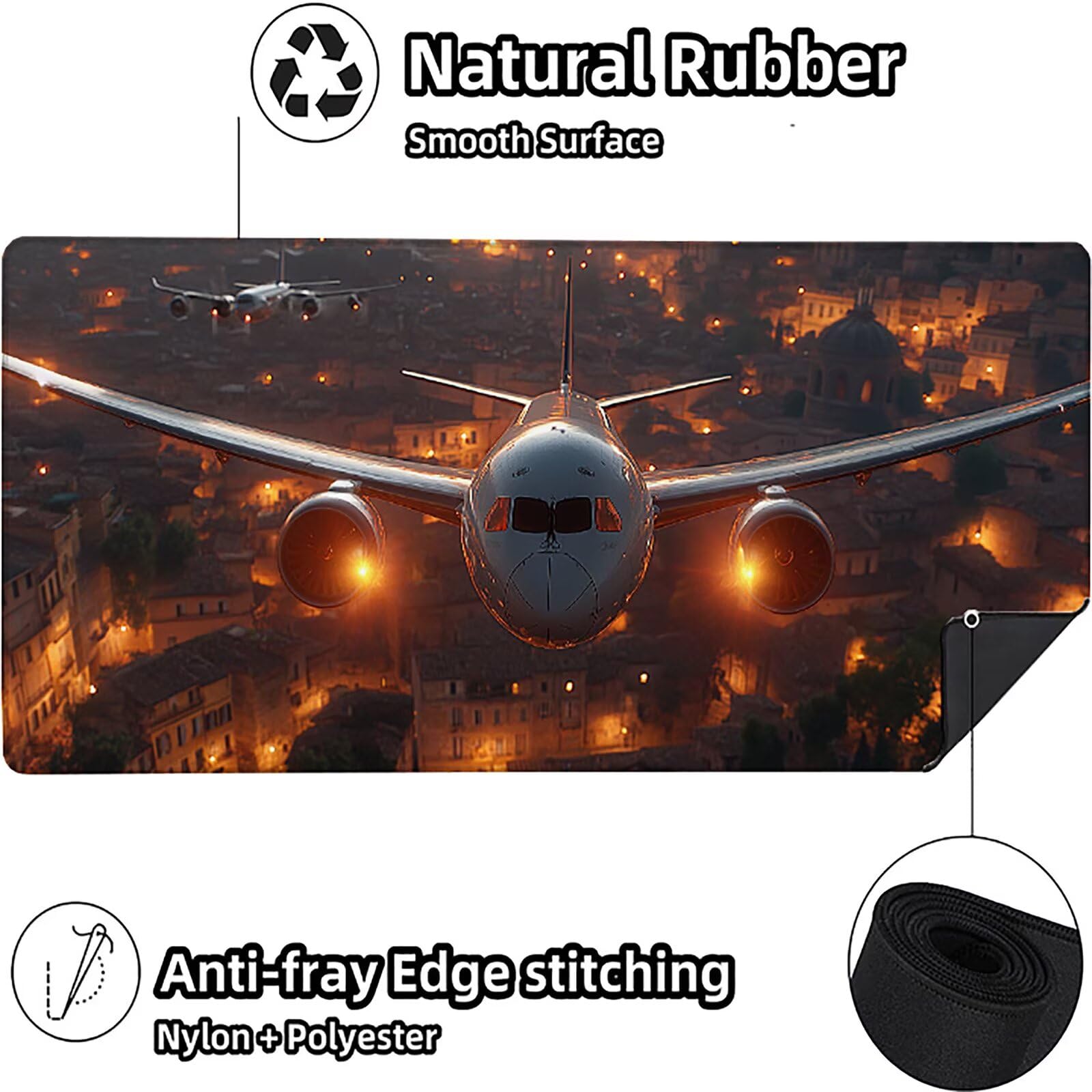 Architettura Tappetino Mouse XXL, Tappetino Scrivania Grande 1200x600x3mm Aereo, Sottomano Scrivania con Bordi Cuciti, Mouse Pad con Base in Gomma Antiscivolo, Gaming Accessori, per Ufficio, PC X-4184