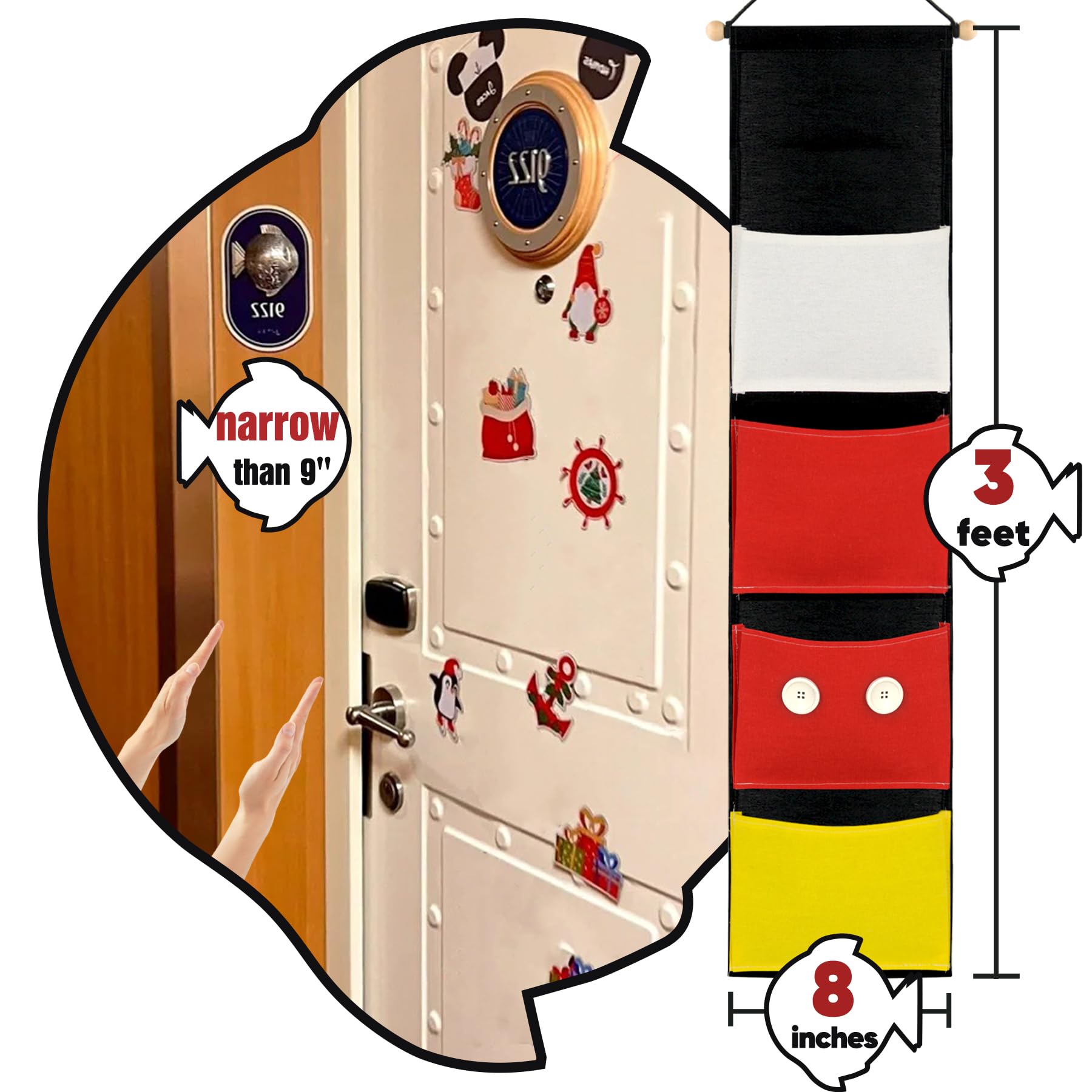 RUNROLE Fish Extender for Disney Cruise Line, 21 cm Width, 1, 2, 3, 4 Pockets, Fitted DCL Door Wall Area Decor - Image 2