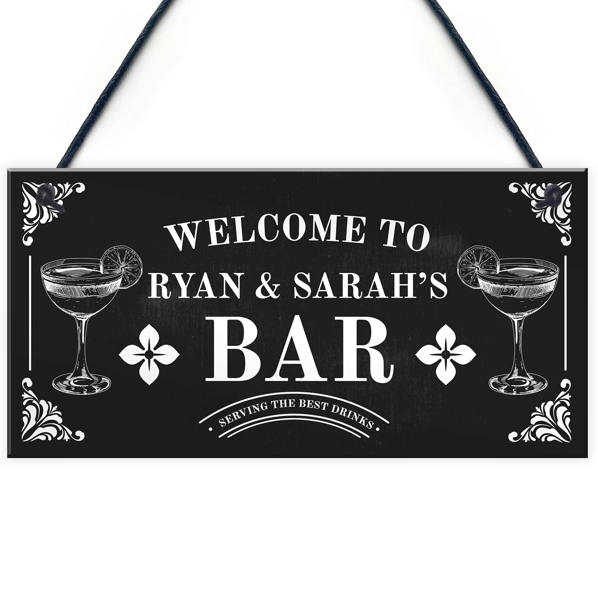 Shabby Chic Bar Sign Personalised Home Bar Pub Man Cave Sign Alcohol Gift
