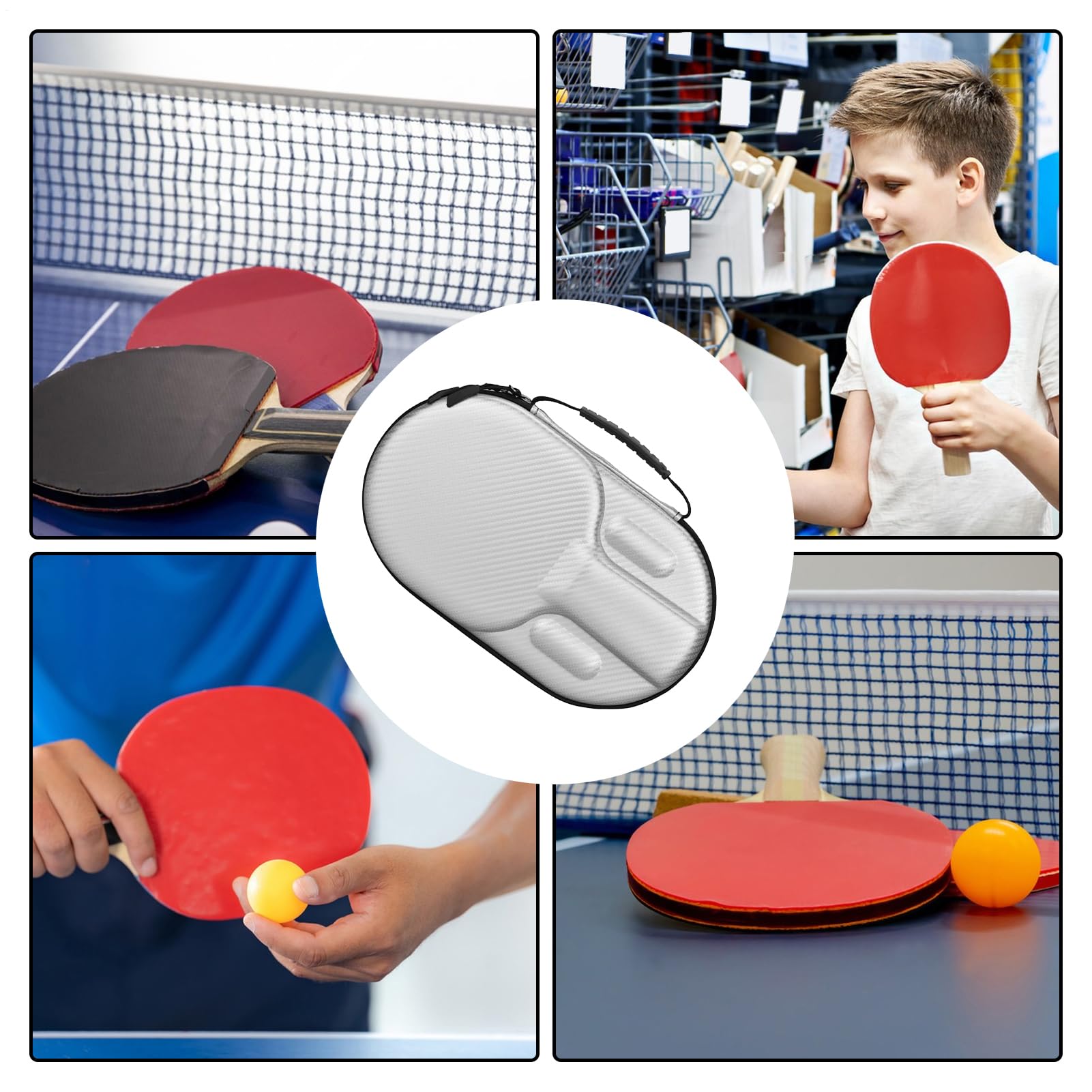 Custodia per racchette da ping pong, organizer per racchette da ping-pong, in pelle e EVA, 31 x 18 x 6 cm, per bambini e adulti, giocatori di squadre scolastiche, partecipanti a torneo, palestra