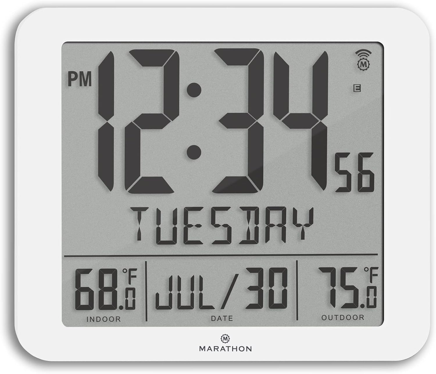 Buy Marathon Slim Atomic Wall Clock, White Large 10Inch Full