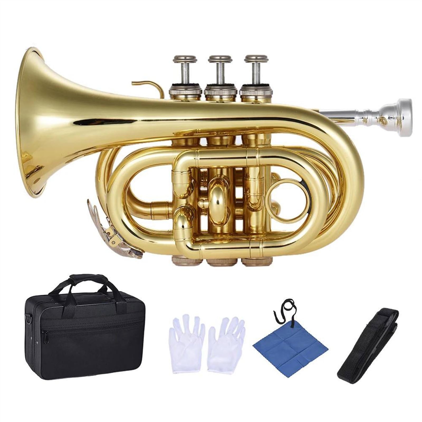Trombette Mini Tromba Tascabile Sib Flat Strumento A Fiato In Ottone Guanti Custodia Per Il Trasporto Tromba Standard Professionale