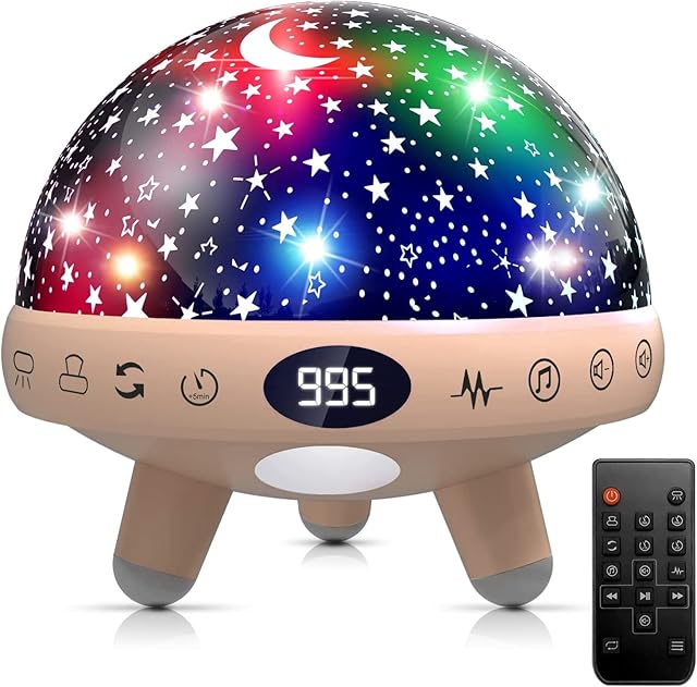 White Noise Machine Baby with 29 Soothing Sounds Baby Night Light Star Projector with Timer and Remote Baby Sensory Lights Toys for Kids Children Girl Gifts Baby Sound Machine