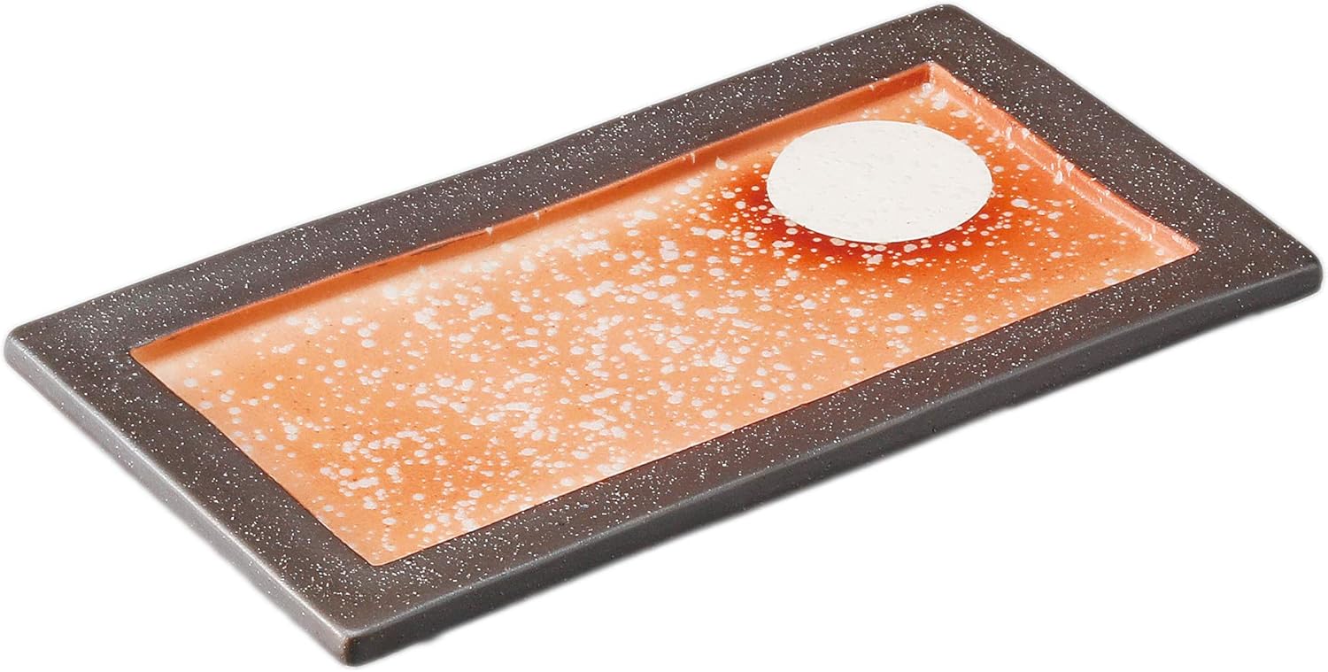 美濃焼 Mino Ware 19603474 Long Plate, Commercial Use, Made in Japan, 9.1 x 4.9 x 0.9 inches (23 x 12.5 x 2.3 cm), Black Earthenware with Rectangular Dish