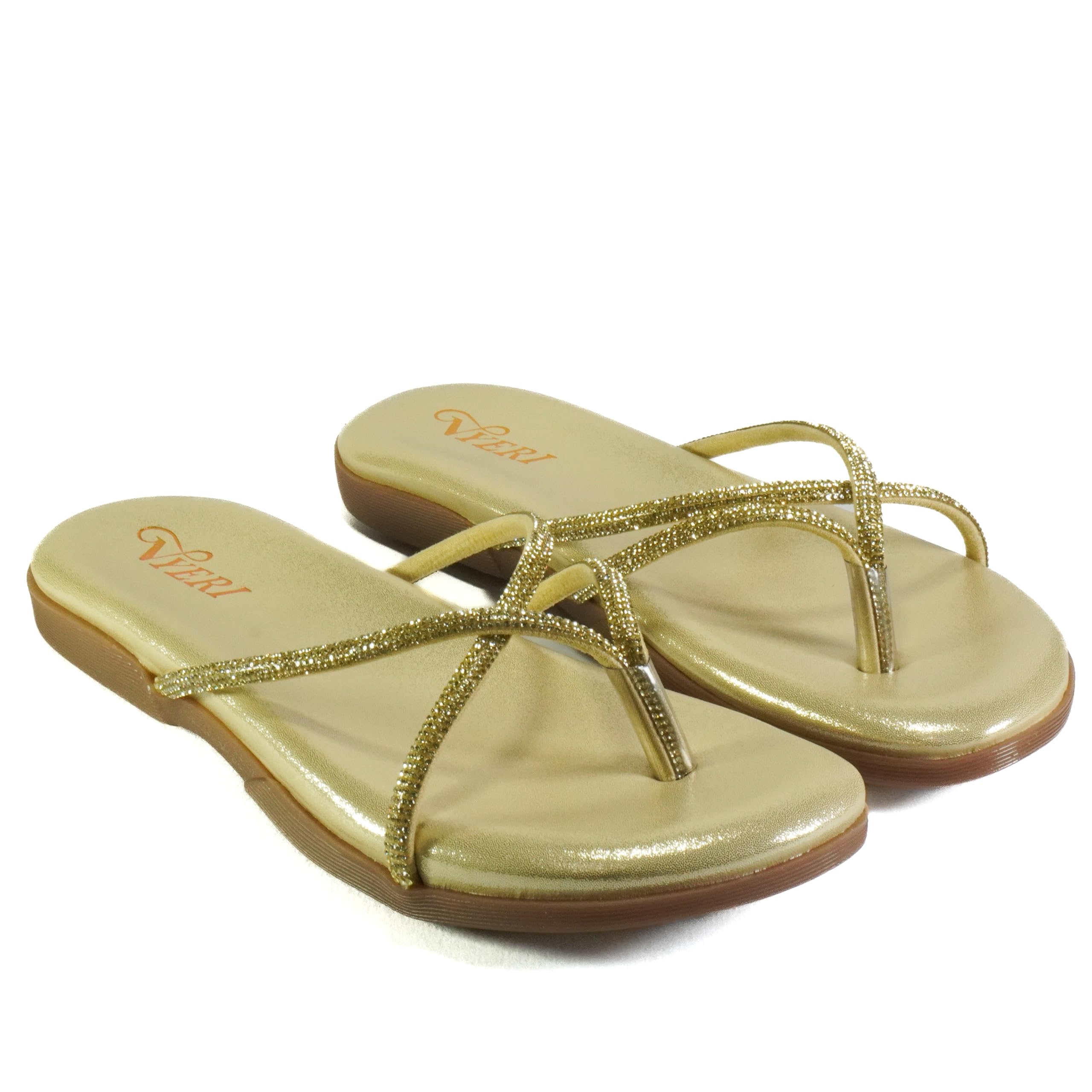 Versatile Women Flat Women's Fashion Slip-on Sandals | Non Slip Sole | Ethnic, Fashion, Smart Casuals Heels Sandals for Girls | Golden-image-31