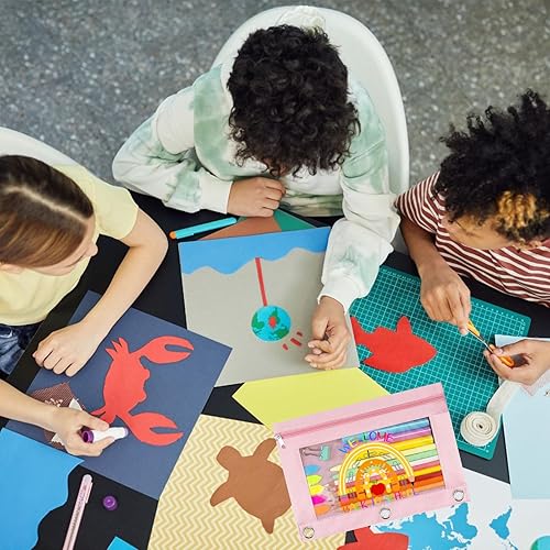 Miniatura 5 de Estuche para lápices con 3 anillos, con cremallera, estuche para lápices (rosa, 1)