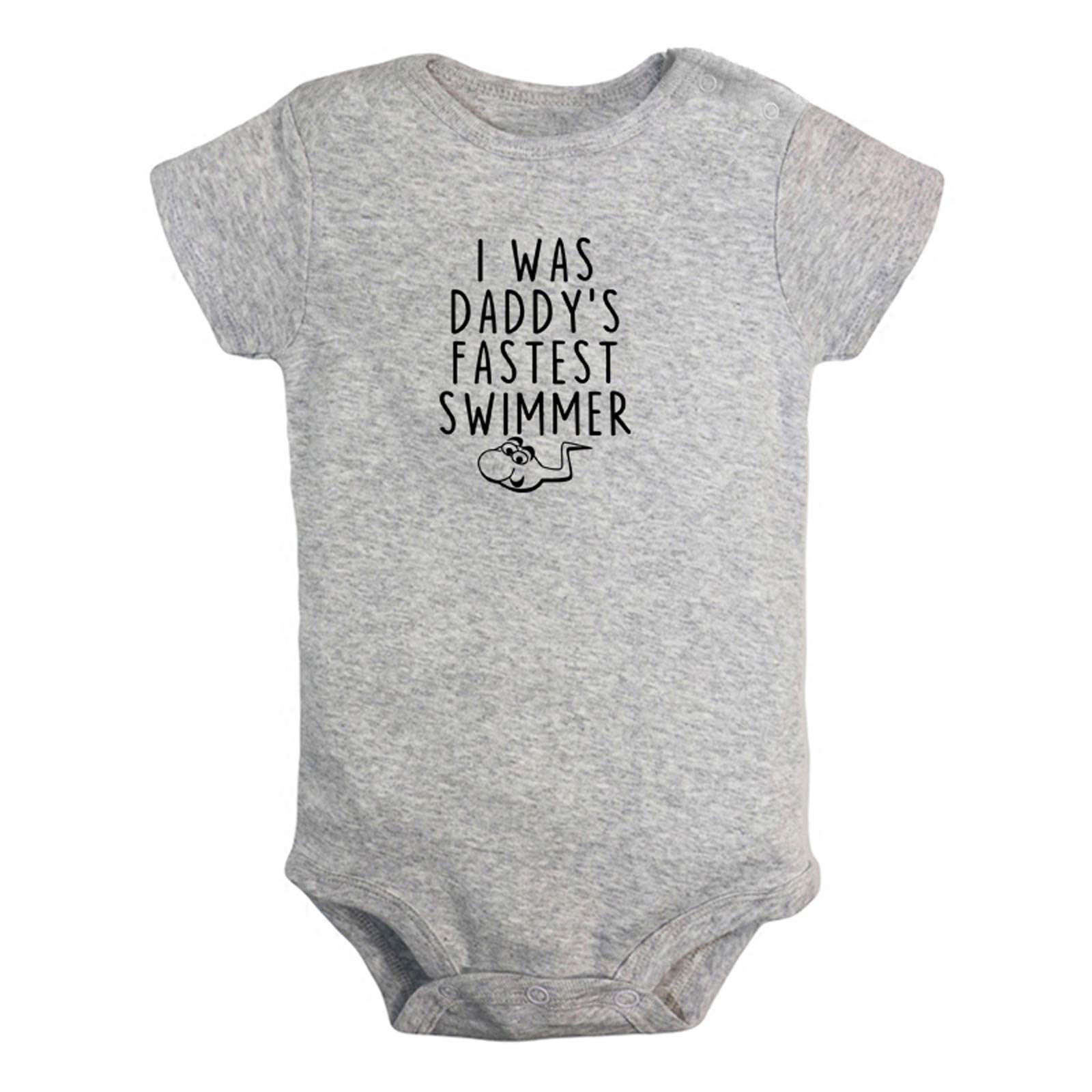 Idzn Unisex Newborn Grey I Was Daddy's Fastest Swimmer Funny Rompers, Newborn Baby Bodysuits, Infant Jumpsuits, Baby Novelty Outfits
