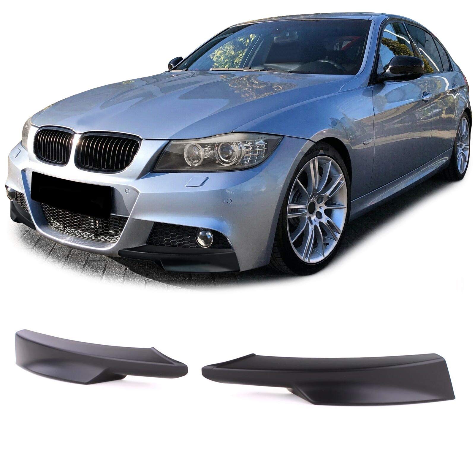 Front Spoiler Flaps Splitter Schwarz Matt passt für 3er BMW E90 E91 08-12