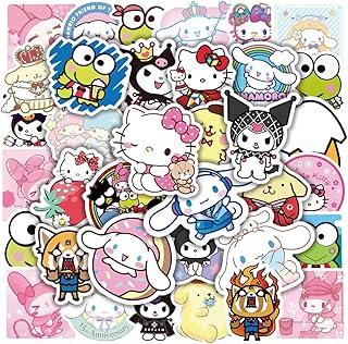 100pcs Kawaii Sanrio Stickers | Hello Kitty Stickers and Friends, My Melody and Kuromi Stickers, Cinnamoroll, Keroppi, Pompompurin Vinyl Stickers Waterproof for Laptop, Water Bottle