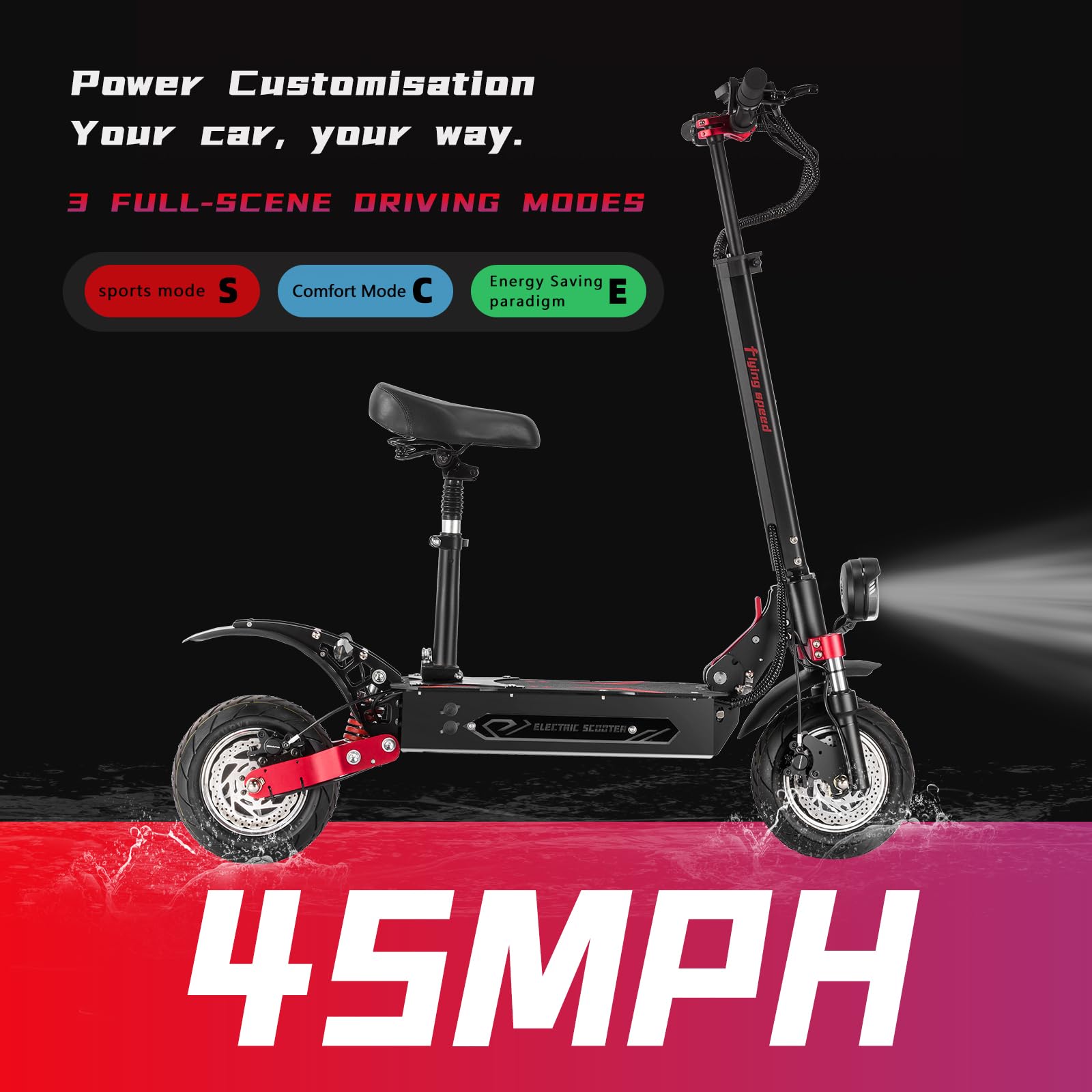 Adult Electric Scooter, 3200W Dual Motor, Maximum 70KM/H, 60KM Long Range, 10 inch All Terrain Silent Tires, Foldable Commuting Electric Scooter, high-Speed Off-Road
