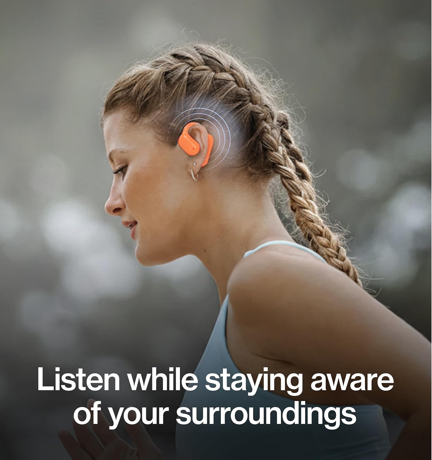 Statik Aktive Open Ear Bluetooth Earbuds - Wireless Earphones, Fast Charging & 10 Hours Long Lasting Battery, Comfortable Secure Fit, IPX5 Water Resistant - Orange