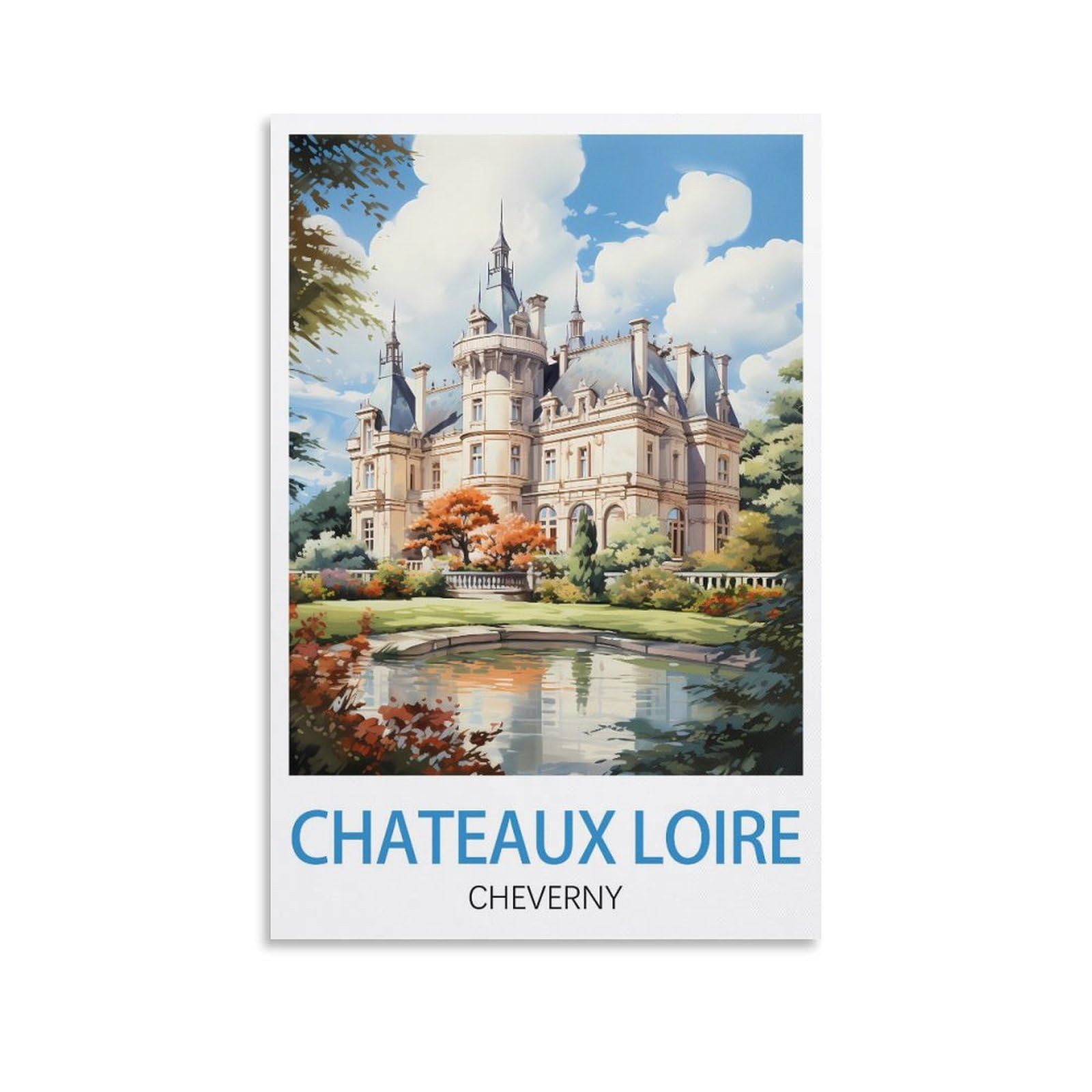 Tin Signs Retro,Chateaux Loire Cheverny,Wall Art Decorative Plaque Decor for Home Livingroom Bedroom Cafes Coffee Bars Decoration Gifts 15x30cm