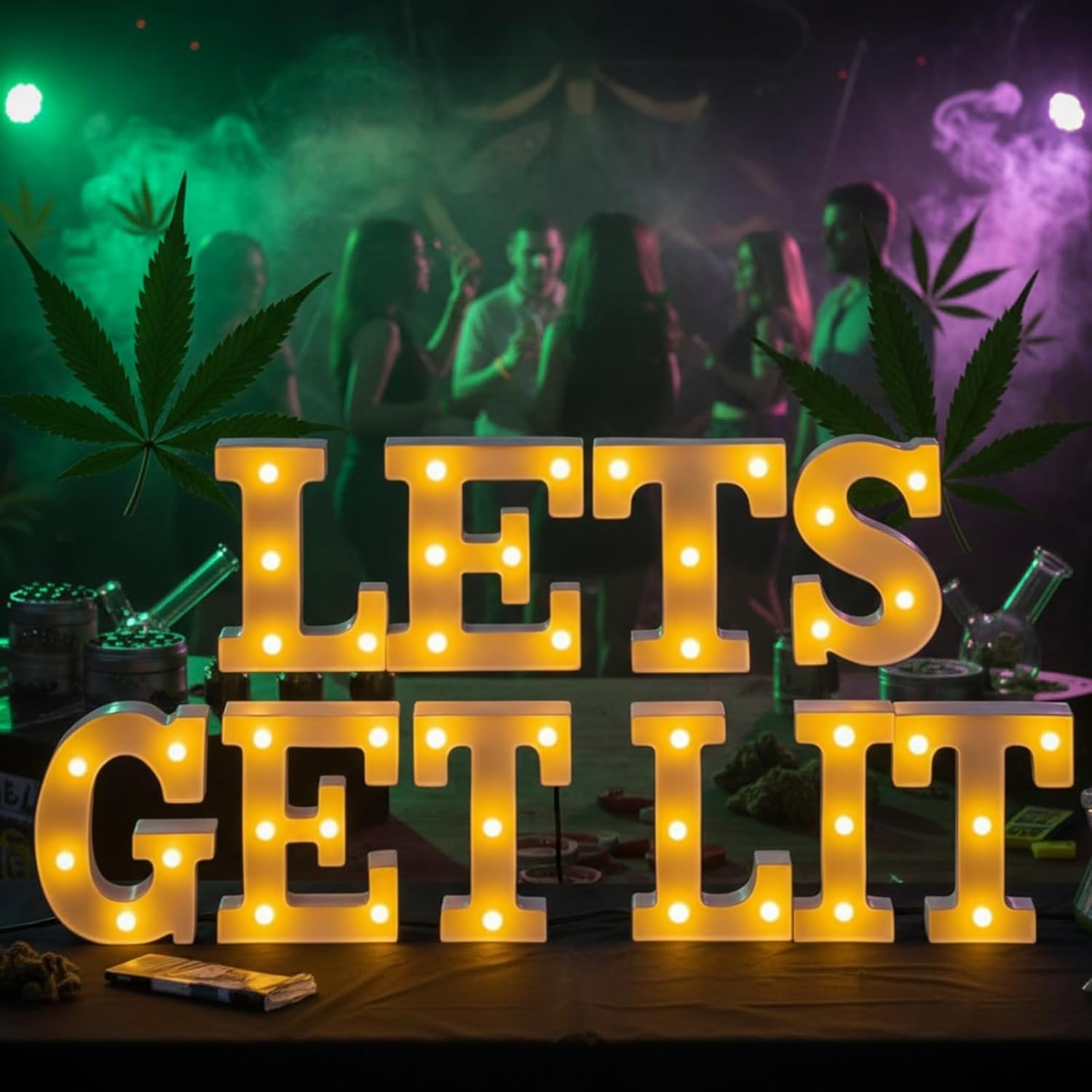 Honoson 10 Pcs Lets Get Lit Decorations for Adults, Birthday Light Decor Lets Get Lit Lights up Sign Indoor Table LED Neon Sign for Home Room Decorations