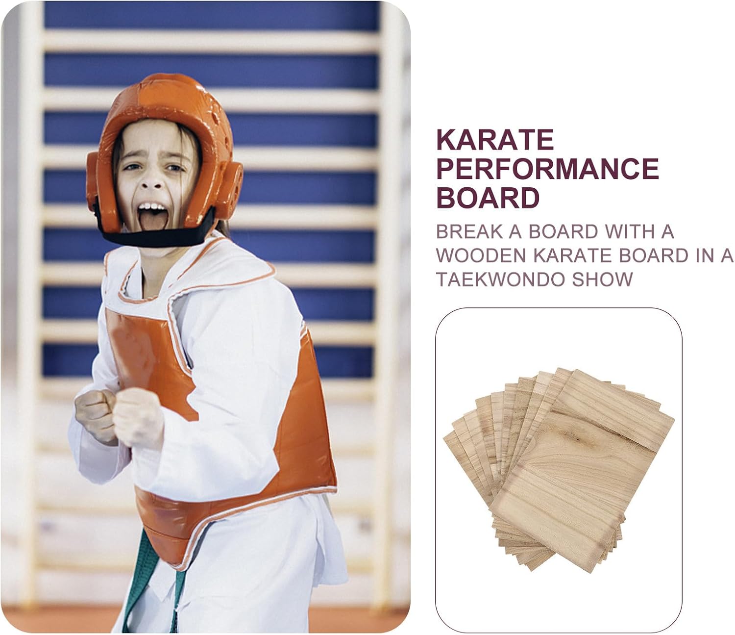 10pcs Wooden Taekwondo Boards for Breaking, Performing Martial Arts Planks, Rebreakable Training Boards with 0.3cm and 0.9cm Thickness, Suitable for Taekwondo and Karate Practice
