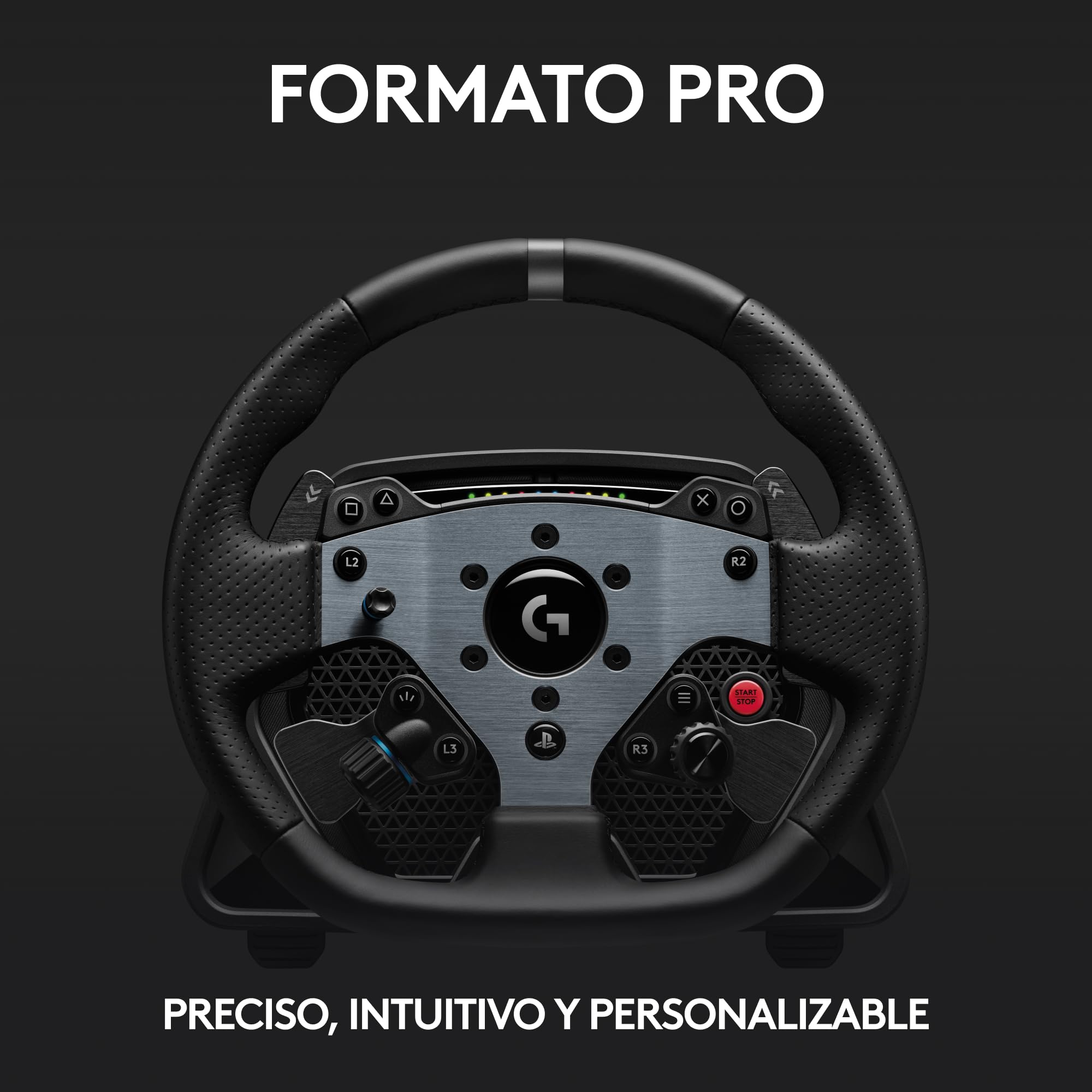Logitech PRO Racing Wheel + PRO Racing Pedals, PS5, PS4 y PC | Pack volante y pedales, accionamiento directo 11 N⋅m, respuesta ultrarrealista, acabado premium - Negro