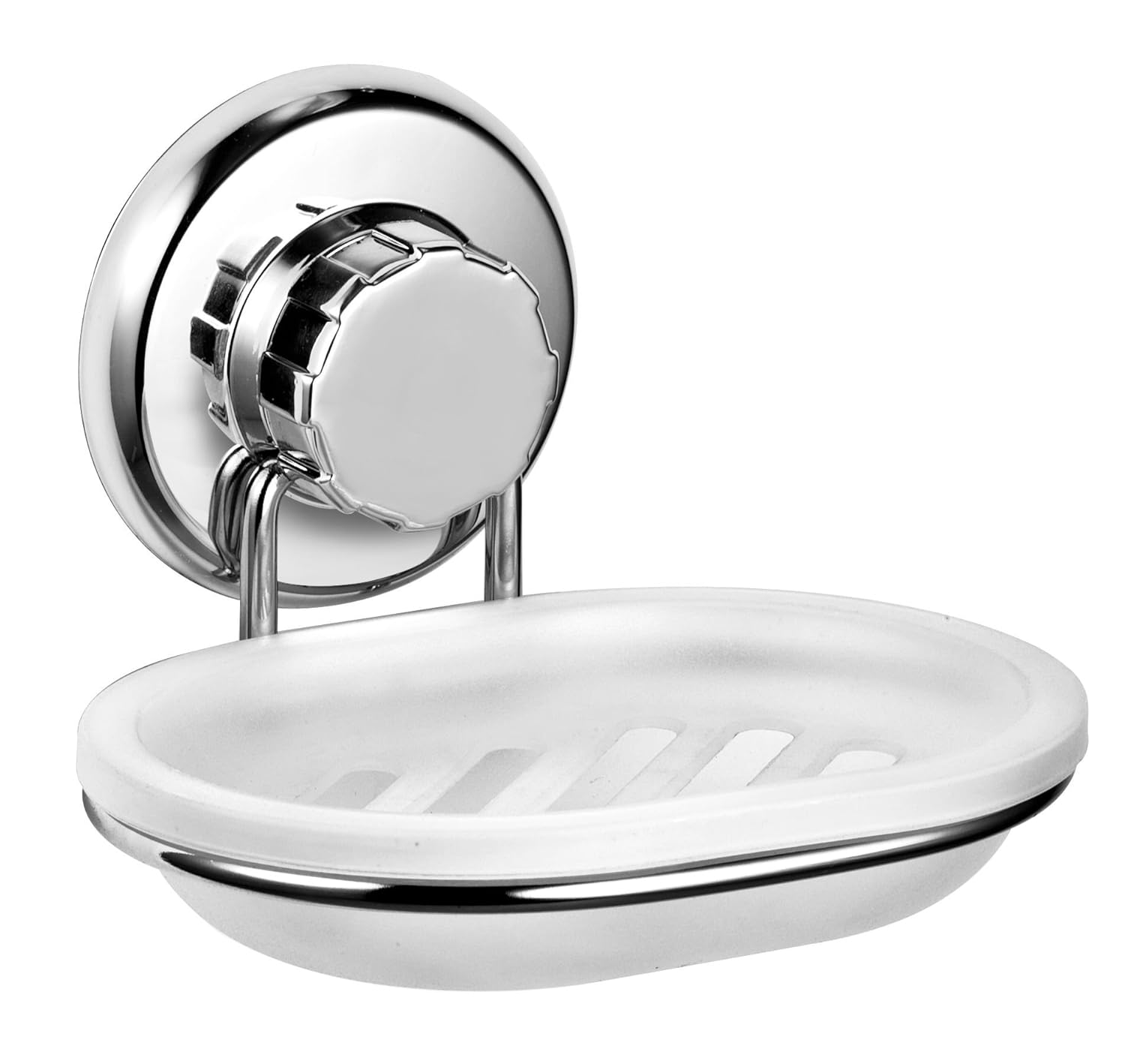 Vacuum Suction Cup Soap Dish Holder by Hasko Accessories Strong Stainless Steel Sponge Holder for Bathroom Kitchen -