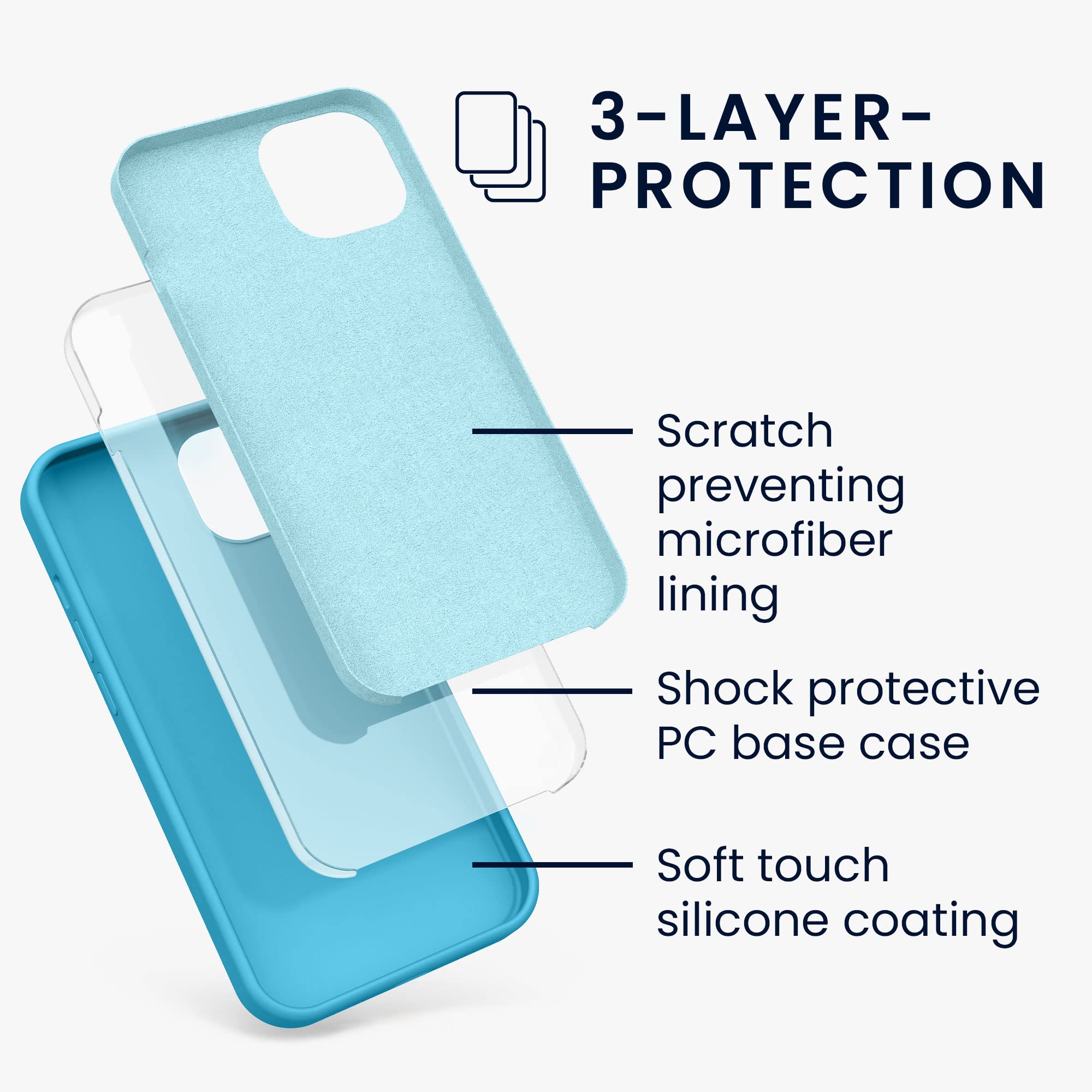 Kwmobile Custodia In Silicone TPU Per IPhone 13 - Gommata, Antiscivolo, Morbida - Colore Celeste Scuro