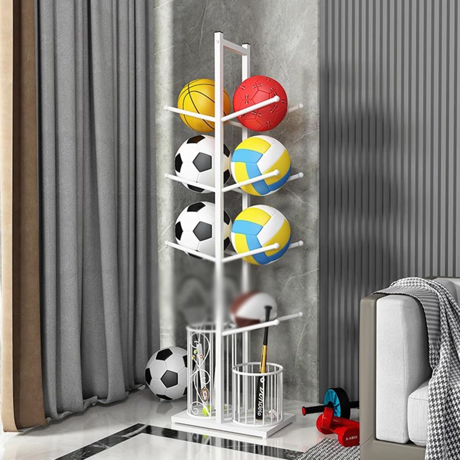 Support de rangement pour basket-ball idéal pour organiser le garage familial