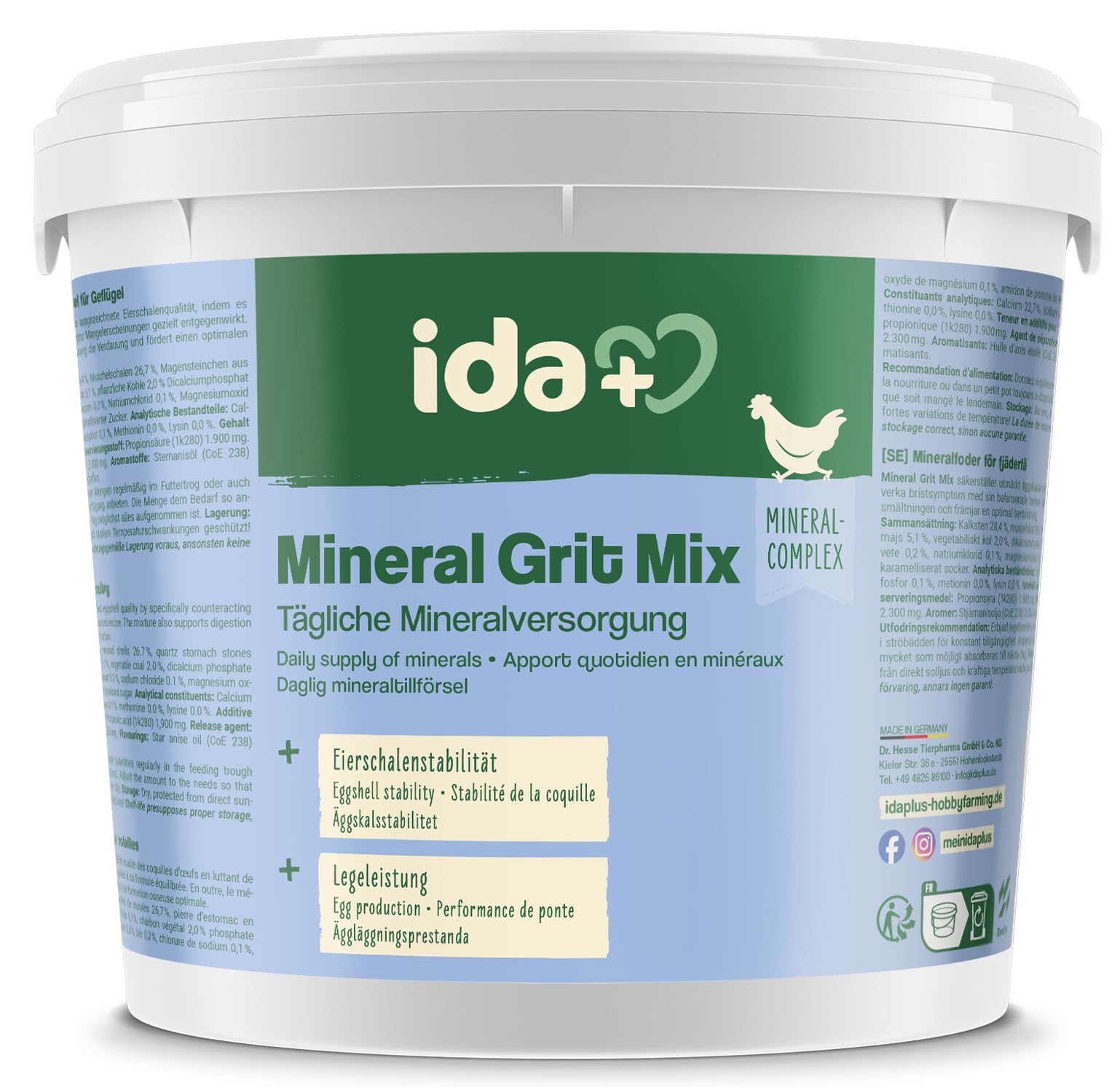Ida Plus – Mineral Grit Mix 5 Kg – einzigartige Futterkalk Mineralstoffmischung mit Anis – wertvollen Mineralien für bessere Eierschalenqualität – enthält Muschelkalk & Calcium – für Hühner & Küken