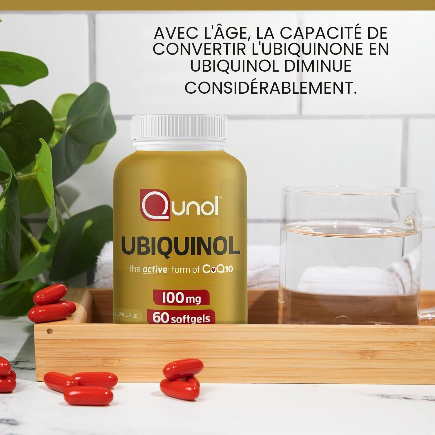 Qunol Ubiquinol CoQ10 Lot de 60 gélules molles 100 mg, Ubiquinol – Forme active de coenzyme Q10, antioxydant pour la santé cardiaque, niveaux de pression artérielle sains, bénéfique pour les