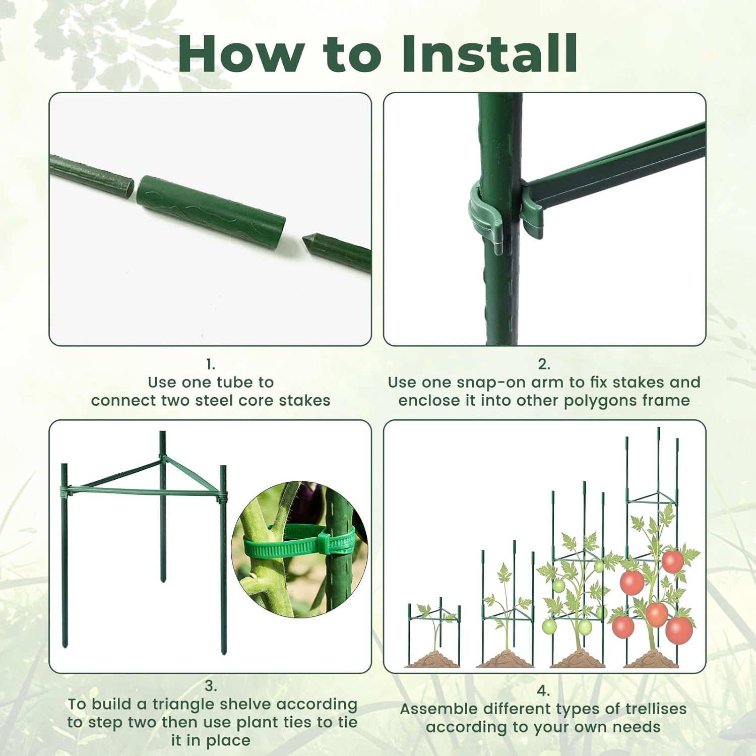 6 Pack Tomato Cages for Garden, Up to 48in Adjustable Tomato Cage, Tomato Stakes Plant Cage for Garden Plant Support, Climbing Vegetables Plants Flowers