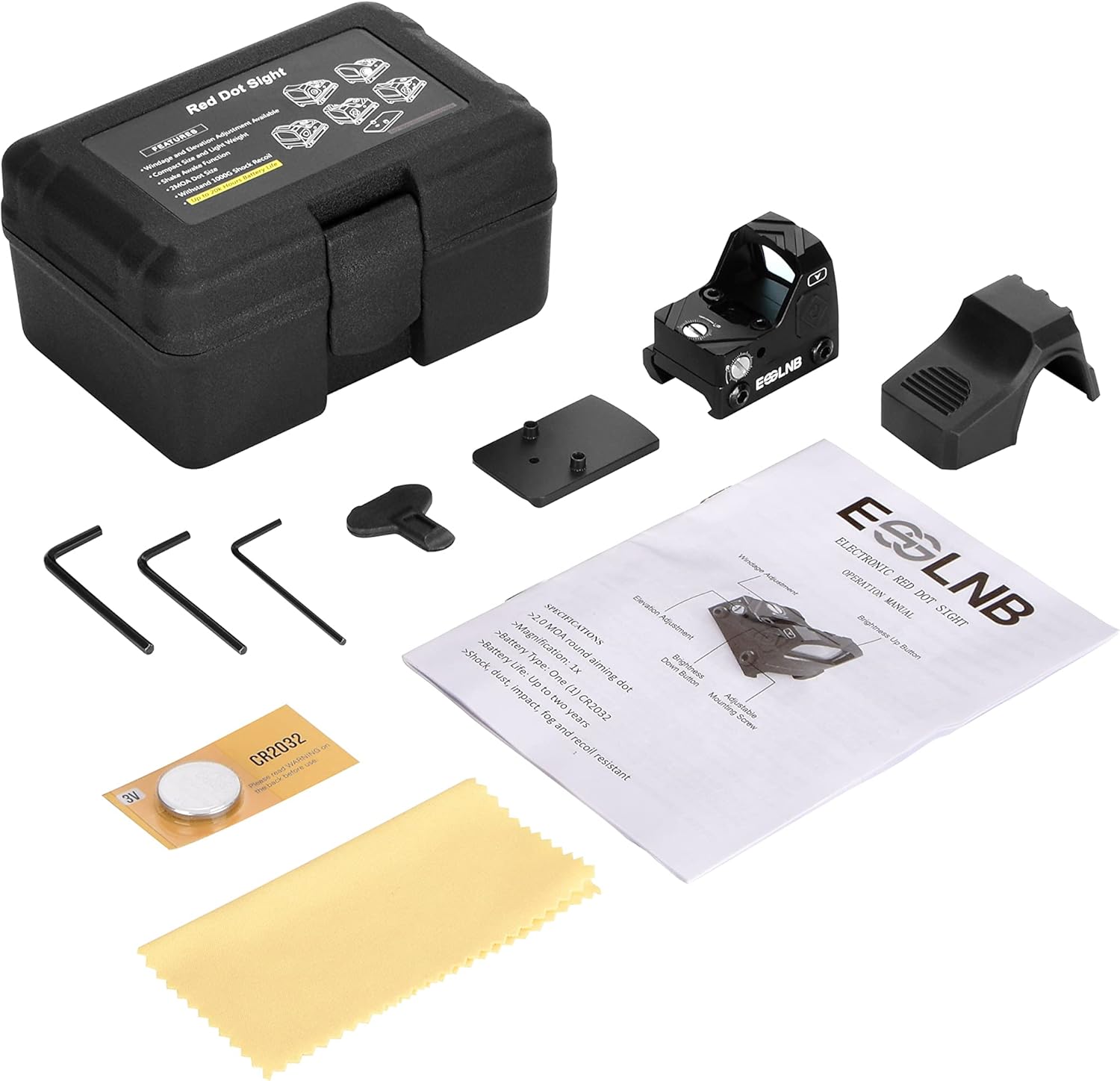 ESSLNB 2MOA Red Dot Sight, Reflex Sight, Red Dot Scope with Shake Awake and 12 Brightness Adjustment for 20mm/22mm Weaver/Picatinny Rail Mount