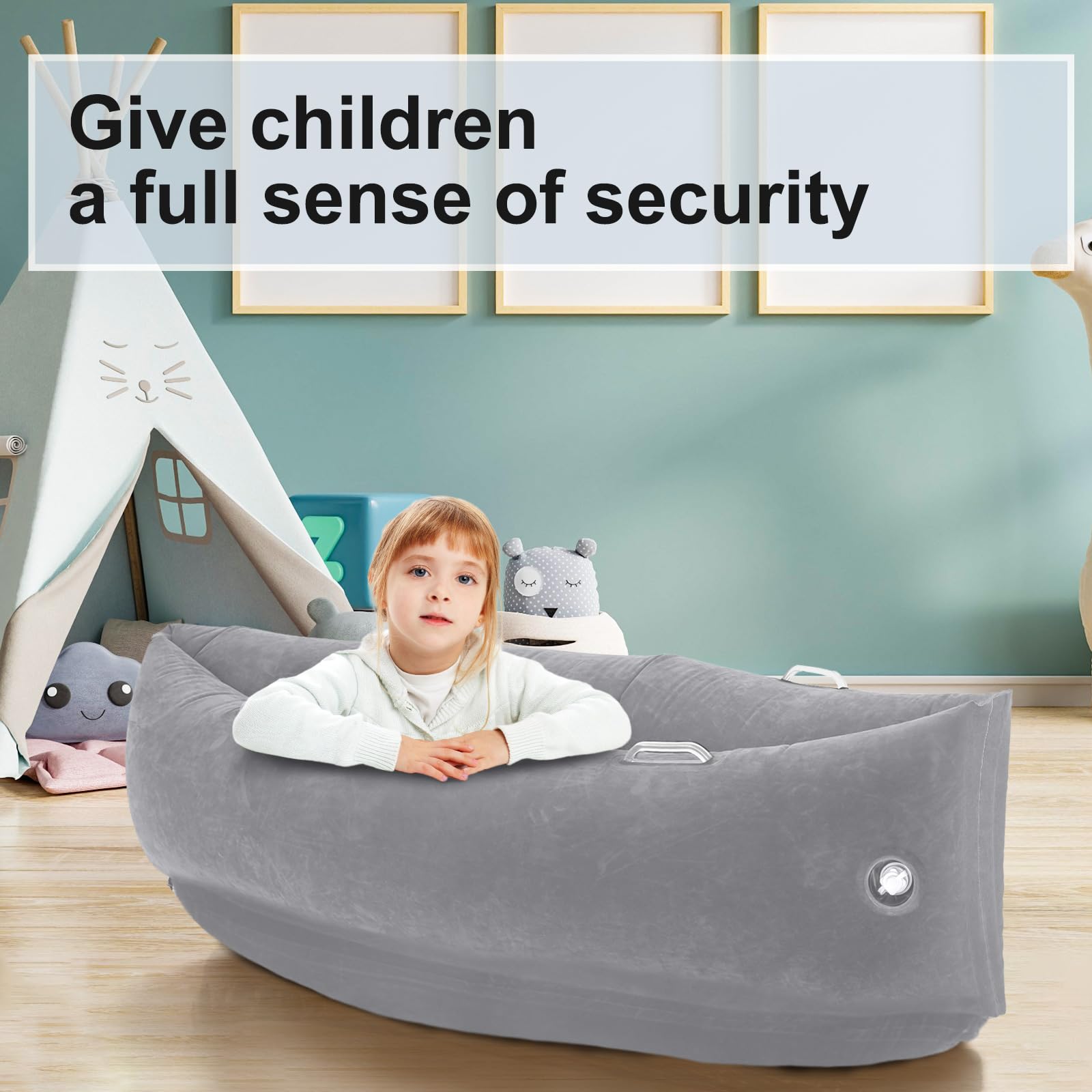 Namalu Extra großer 203,2 cm / 152,4 cm bequemer Peapod sensorischer Stuhl für Kinder, Geschenk zum Lesen, Ecken, aufblasbares Klassenzimmermöbel, sensorisches Spielzeug für Kinder mit Autismus (grau