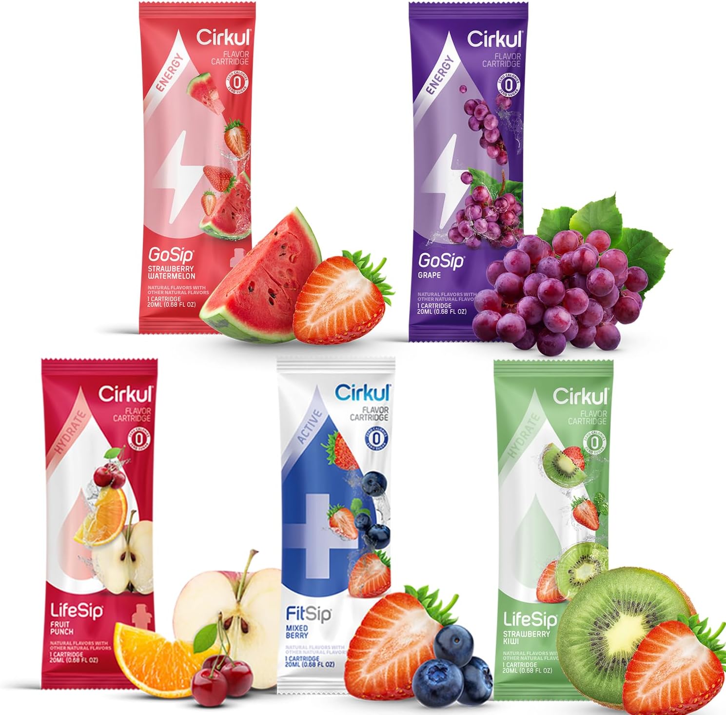Cirkull 5 Packs Water Flavor Cartridges, Random 5 Flavors