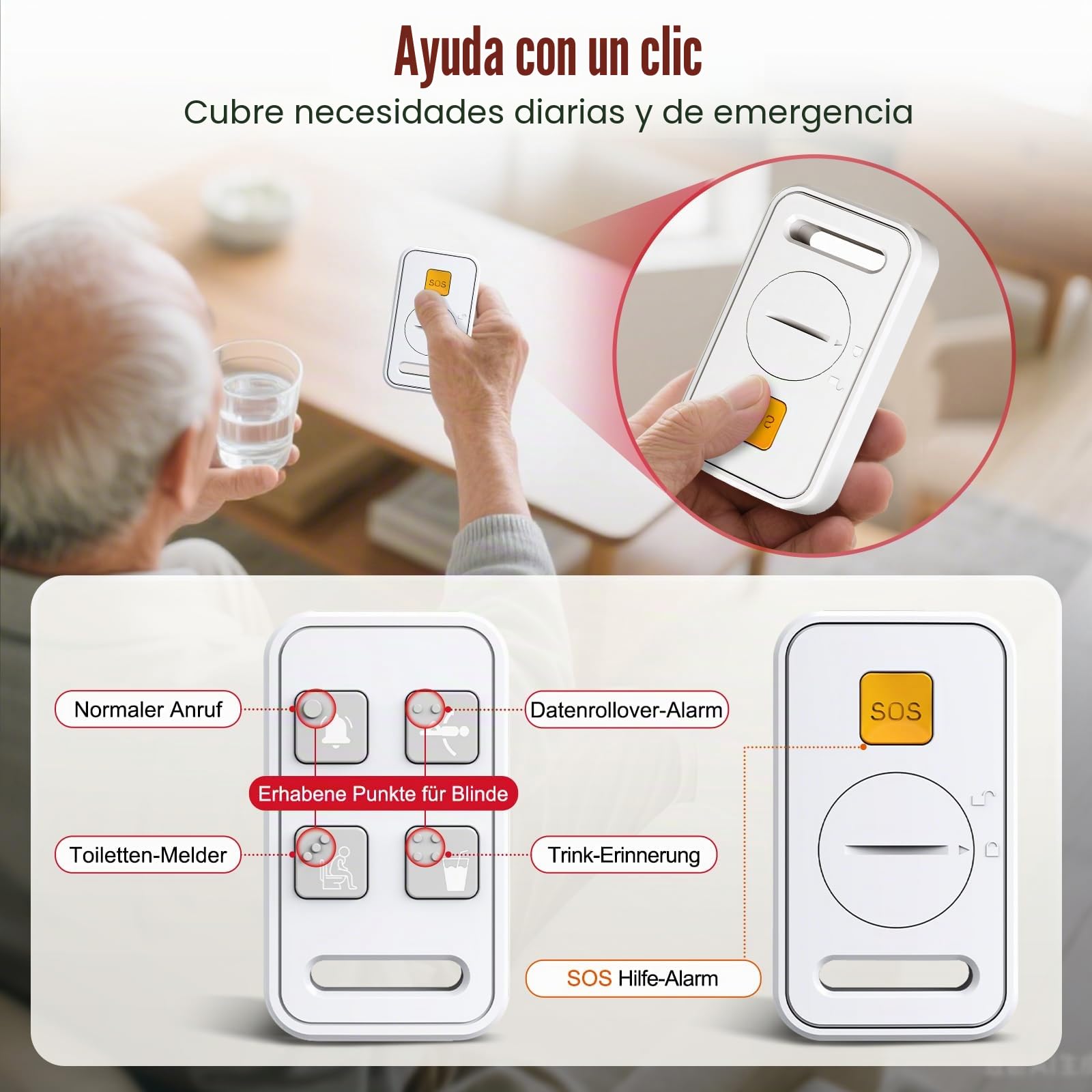 CallToU Cámara de vigilancia giratoria para personas mayores con audio bidireccional, vigilabebés para personas mayores, no requiere wifi, con recordatorio de medicamentos y control de temperatura
