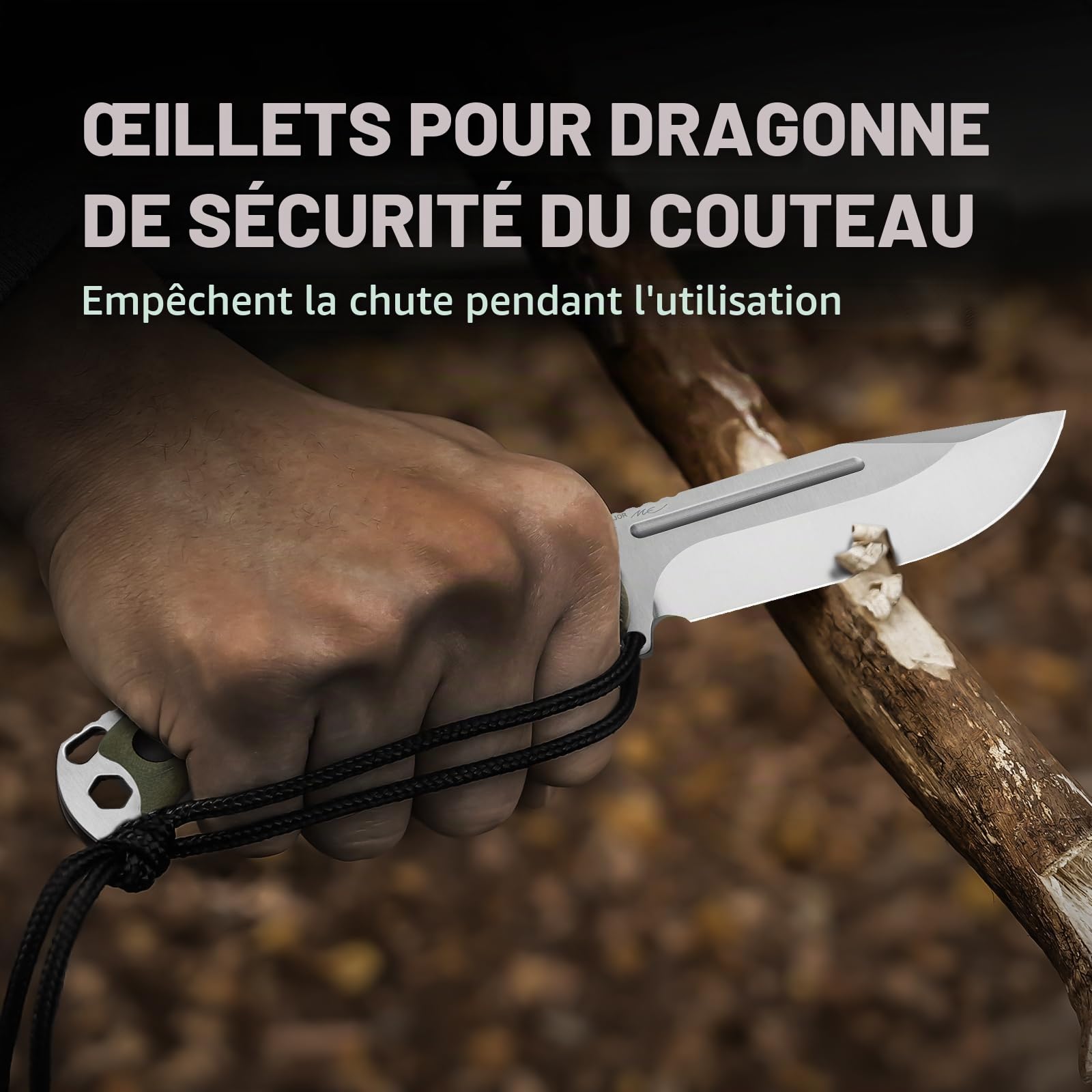 Kizer Couteau Fixe Ursa Major, Lame AEB-L 4.43" G10 Vert Olive, Gainé Survie/Camping Hexagone, Full Tang, 1082A2