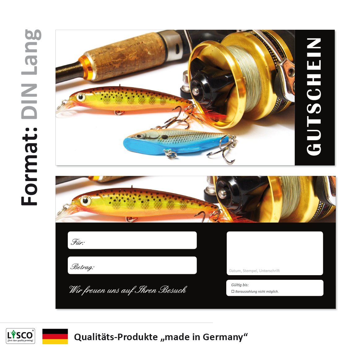 200 Stück Geschenkgutscheine (Angeln-687) Gutscheine Gutscheinkarten für Gastronomie Bereiche wie Restaurant Gaststätte Lieferdienst Fischhandel Anglerbedarf