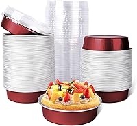 Vista 32 de Beasea Paquete de 20 Moldes para Cheesecake con Tapas, 8 Oz, 4 Pulgadas Moldes Redondos de Papel de Aluminio para Tartas, Contenedor para Muffins