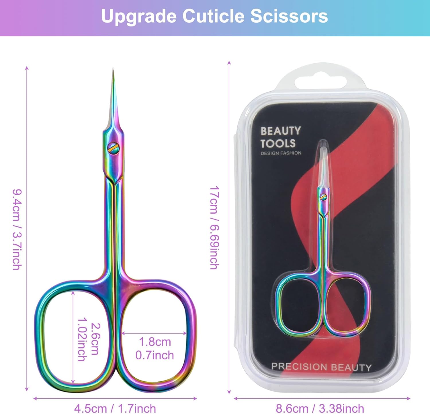Cuticle Scissors Extra Fine Curved Blade, Super Slim Mani