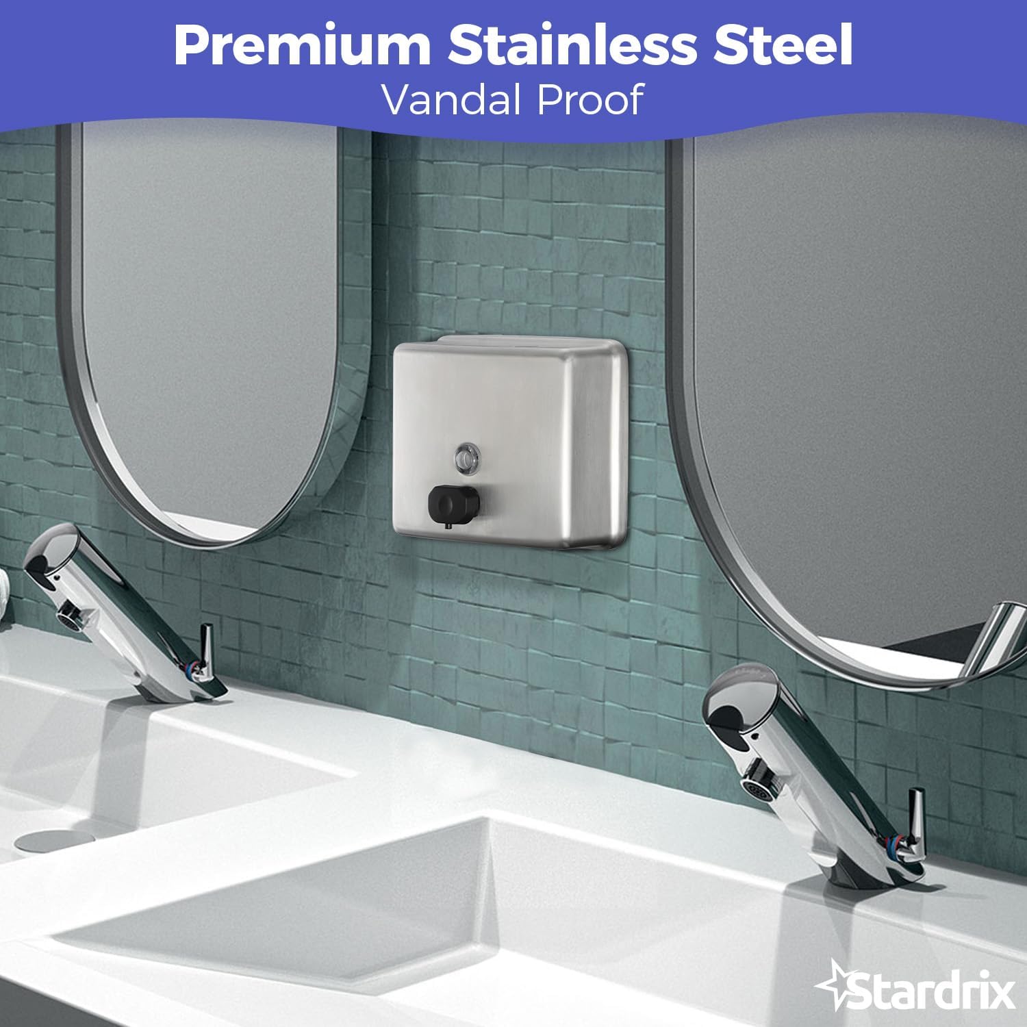 Stainless Steel Extra Large 1400ml/47oz Capacity Industrial Grade Soap Dispenser, Commercial Wall Mount Bathroom Hand Soap Dispenser with Corrosion Proof Lining and Anti-Leak Pump - Image 5