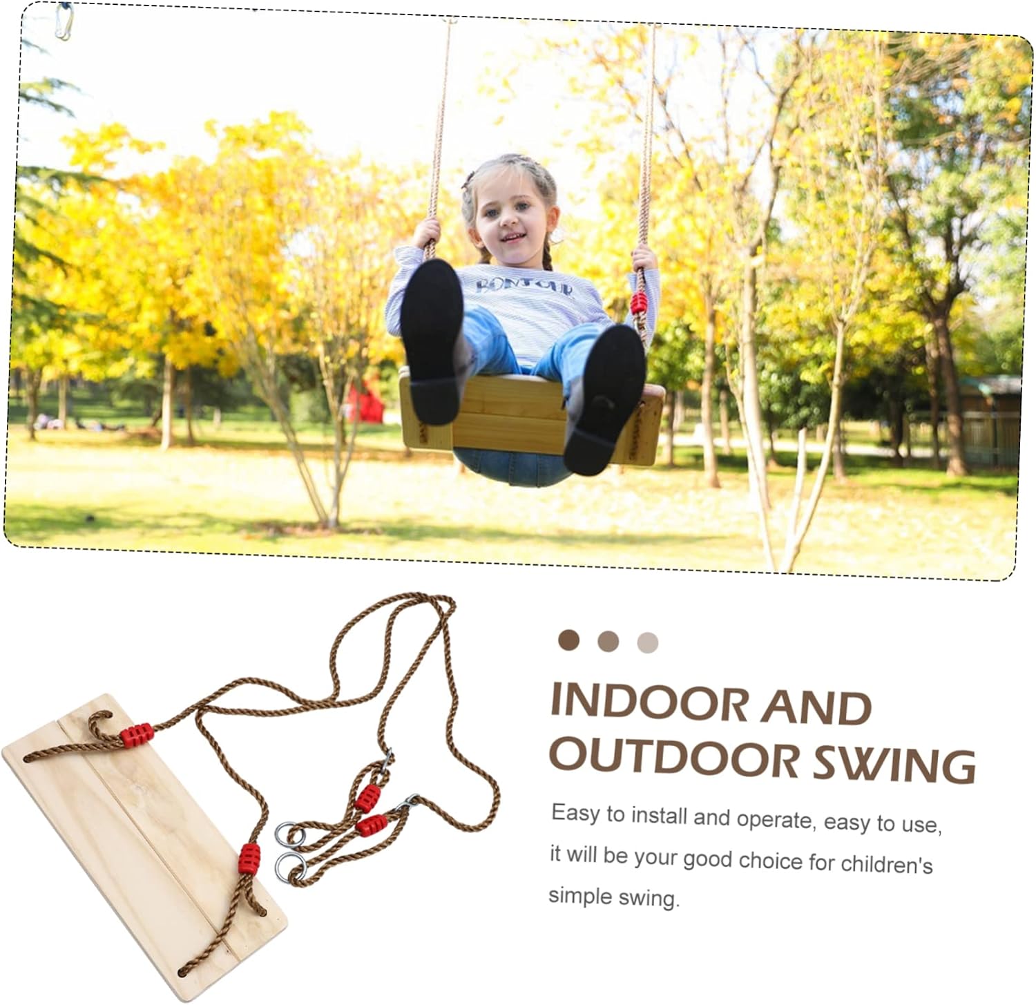 SUPVOX Swing Pine Boys and Girls Swing Outdoor Hanging Seat Creative Design Versatile Use