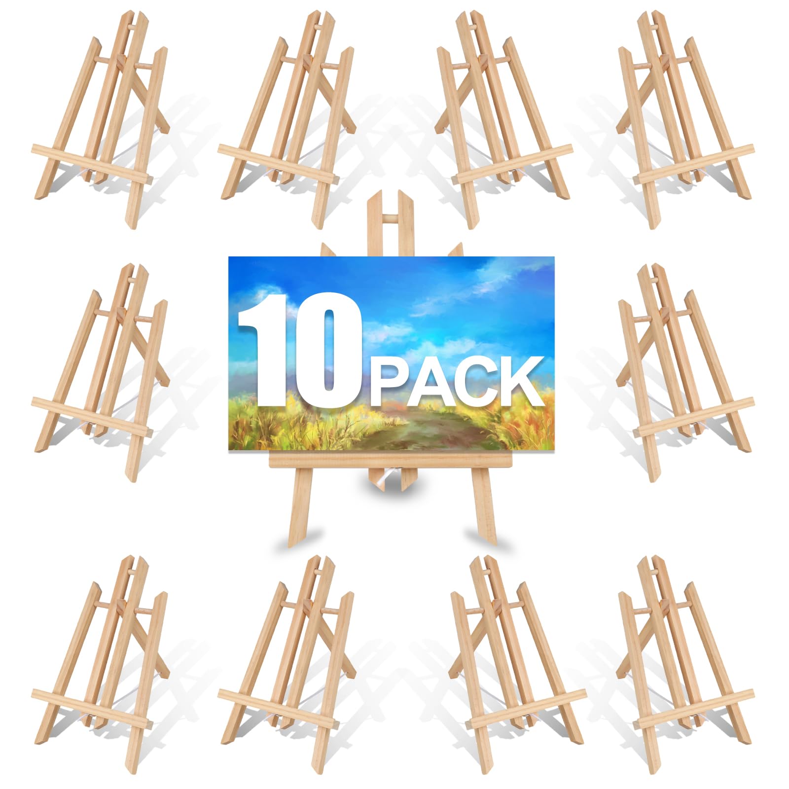 Lot de 10 chevalets de table en bois de 30,5 cm – Chevalet pour peinture, parfait pour les fêtes, les projets artistiques et les présentations créatives