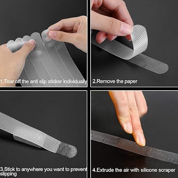 Anti Non Slip Bathtub Shower Stickers, Safety Bathtub Non Slip Stickers, Anti Skid Treads Tape for Shower,Tub,Steps, Floor-Strength Adhesive Grip Appliques for Baby,Senior,Adult 8 * 0.8In 24 pcs