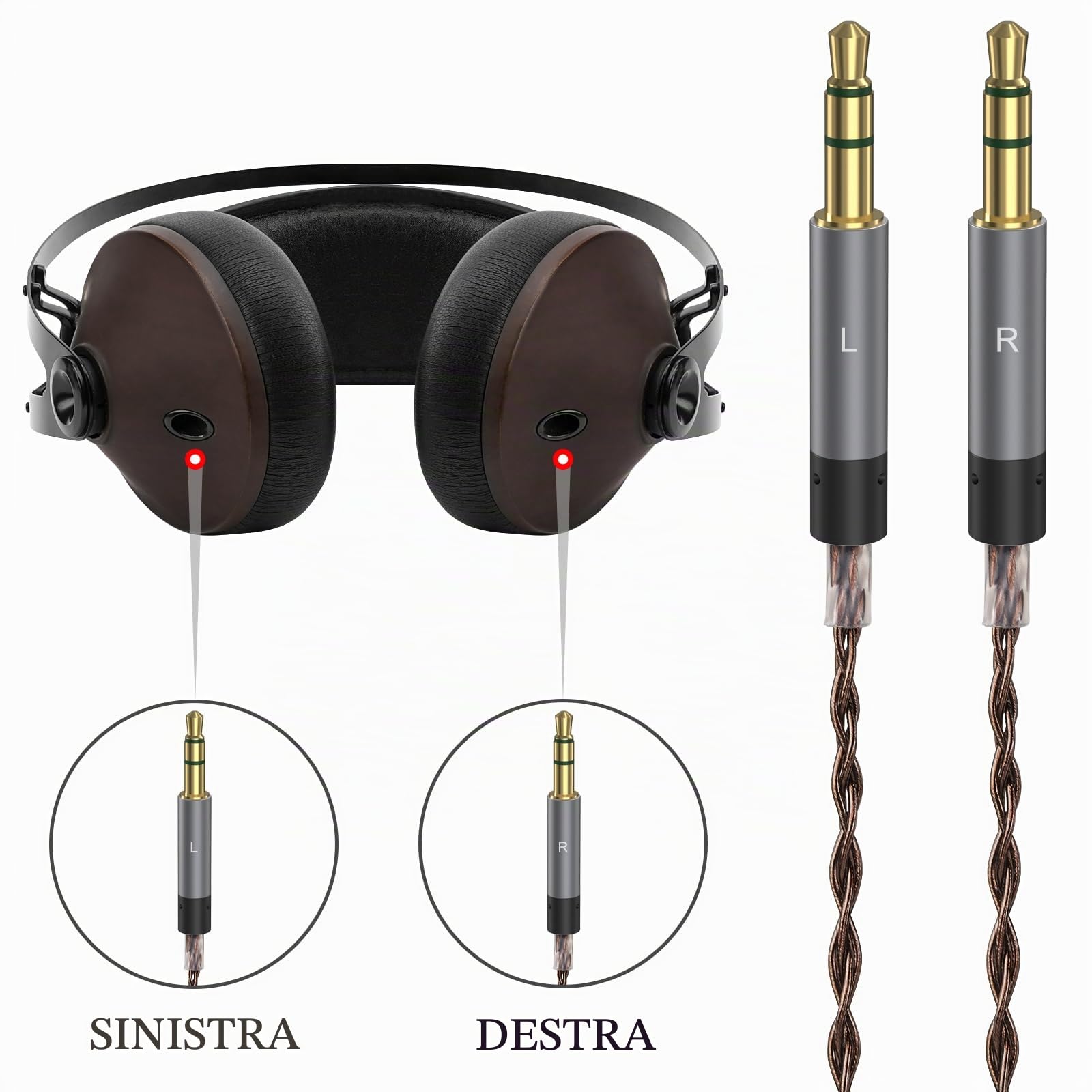 GEEKRIA Apollo Cavo audio di aggiornamento in rame monocristallo, compatibile con Meze Audio 99 Classics, 109 PRO, LIRIC 2, Strada, 4,4 mm verso doppio 3,5 mm (1,5 m)
