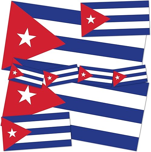 Desert Cactus Calcomanía de bandera de país de Cuba, paquete de 8 unidades en total con logotipo de niños, álbum de recortes, automóvil, ventana,