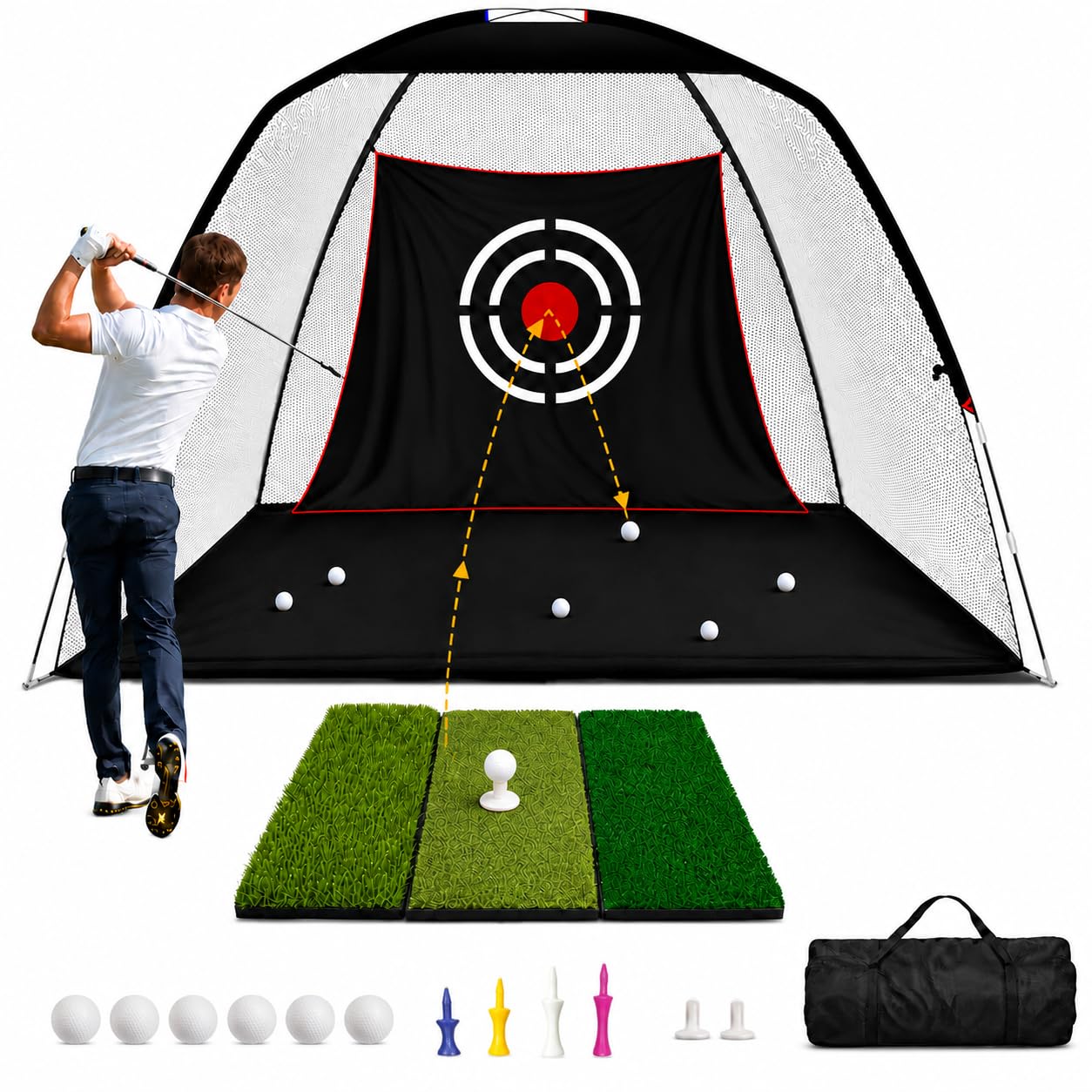 Kapler Golf Practice Net 10x7ft Garden Driving Chipping Training Set