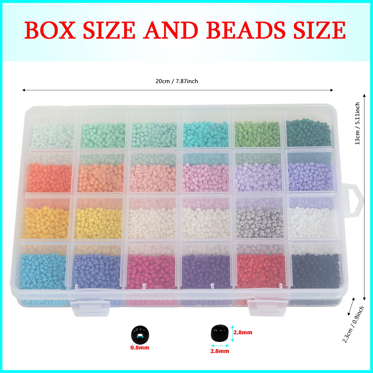 Tibaoffy Glasperlen Set - 9120 Stück Rocailles 2,8mm Mit Aufbewahrungsbox