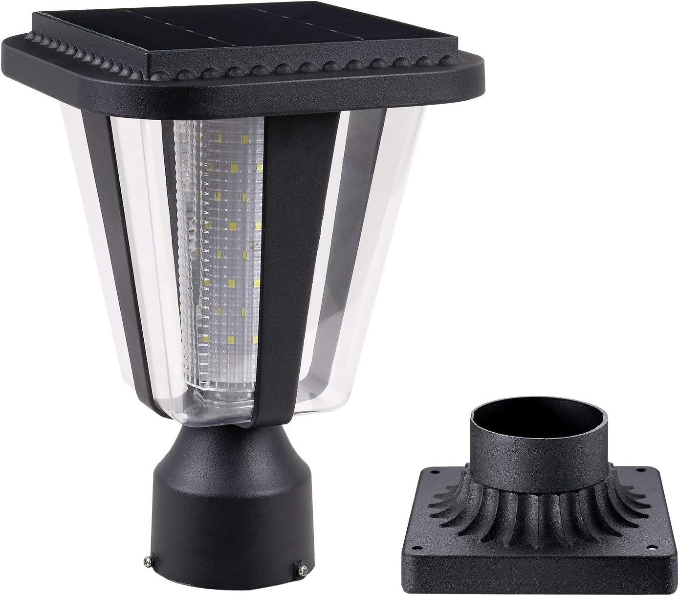 Lovus 3pack Solar Post Light Fixture, Two Mounting Ways, Pole/Pier Mount 6000k Outdoor Solar Post Lamp Dusk to Dawn for Patio, Garden