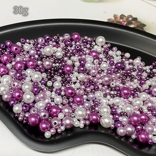 Miniatura 6 de Tingoons Cuentas de perlas mixtas de 30 a 0.315 in, perlas redondas sueltas de satén, cuentas de plástico para hacer joyas, aretes, pulseras,