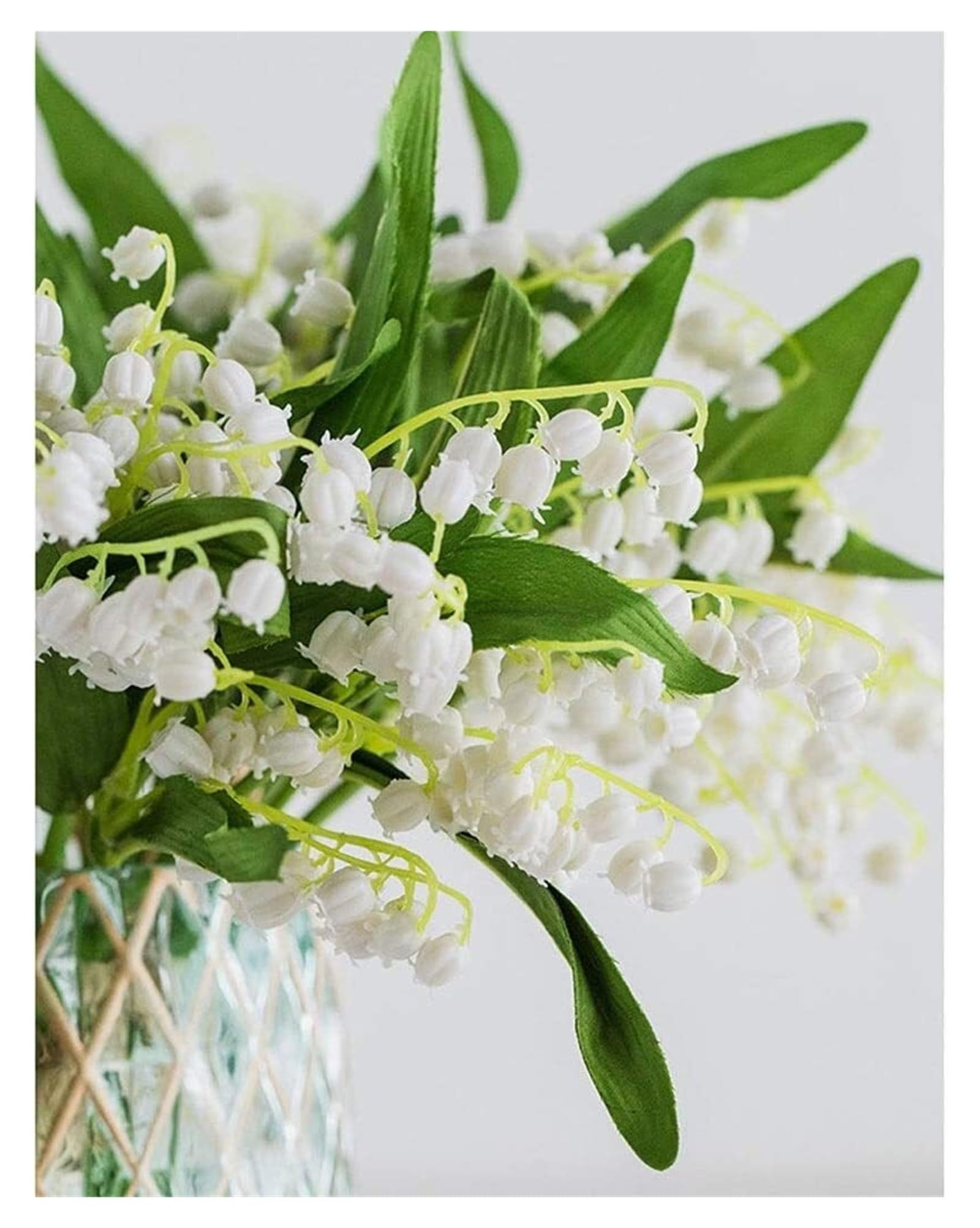 FENBNMK Blumen Gefälschte Blume Künstliche Pflanze Seide Blumenstrauß Vase Set Frühling Convallariae Blume Home Hotel Party Dekoration Hochzeit Deko